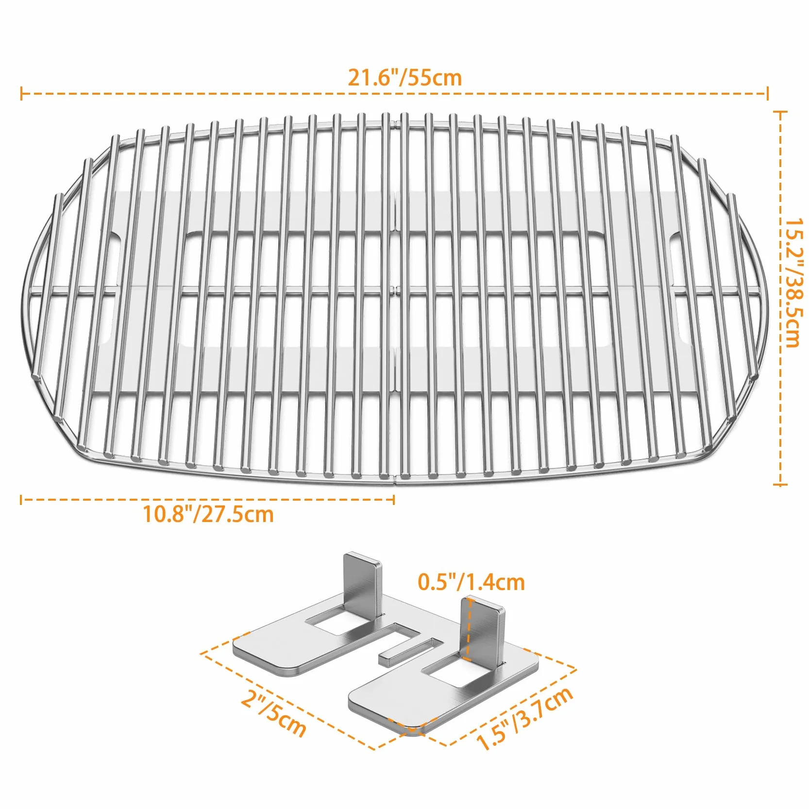 Onlyfire Zapasowy ruszt do grillowania ze stali nierdzewnej 54,6 x 38,5 cm do Weber Q200 Q220 Q2000 Q2400
