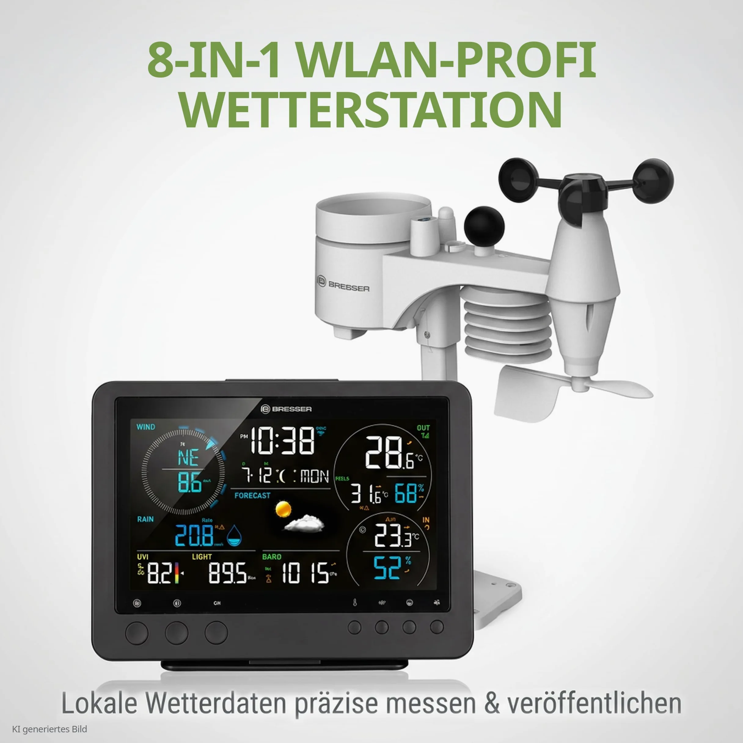 BRESSER Profesjonalna stacja pogodowa WiFi 8 w 1 Bise