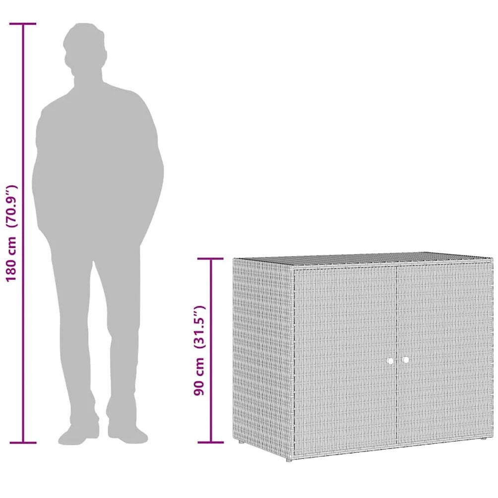 vidaXL Szafka ogrodowa polirattan czarna 100x55,5x80 cm