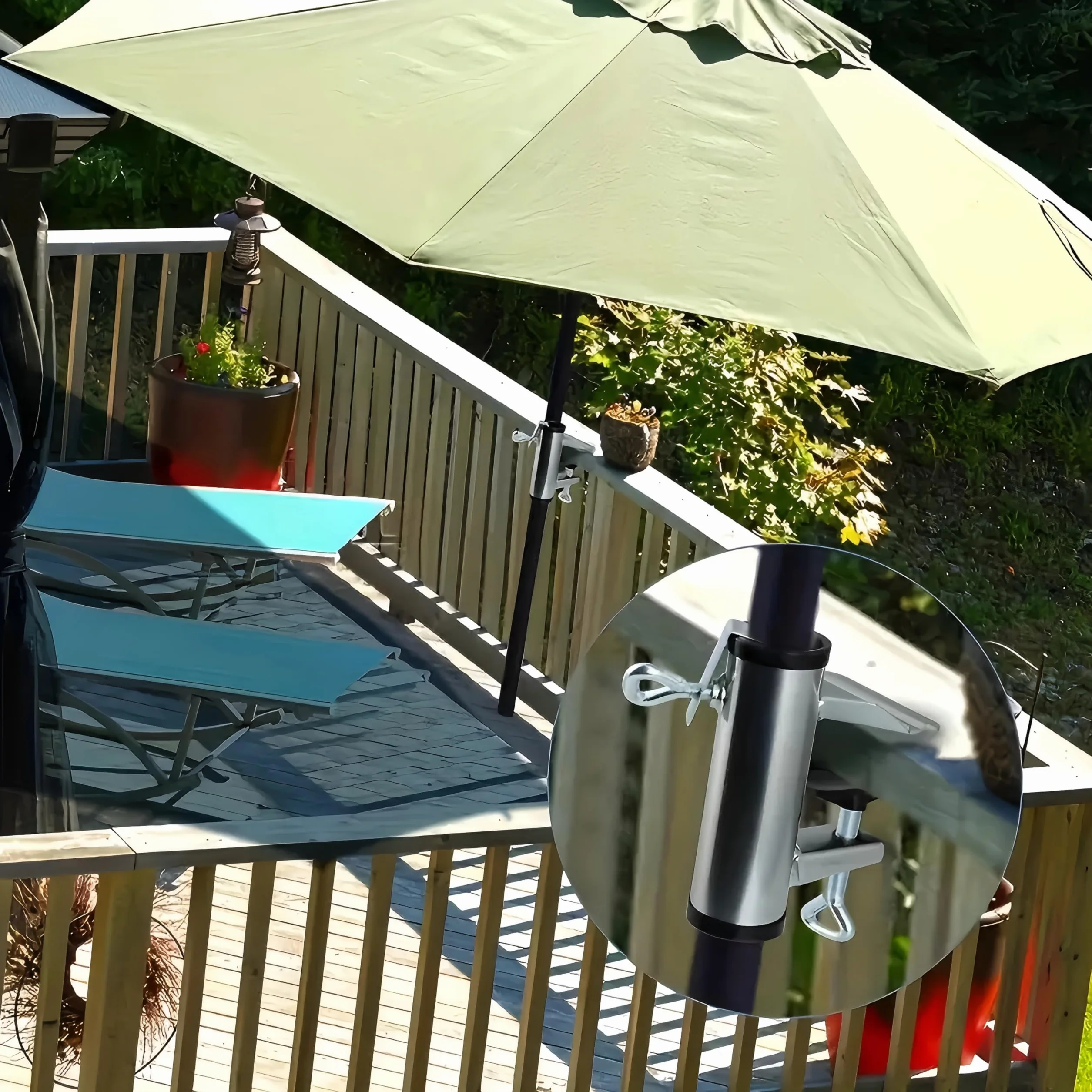 Uchwyty przeciwsłoneczne na balkon, 2 szt., ocynkowane, pogrubione, Ø 25–38 mm, uchwyt balkonowy na parasole przeciwsłoneczne, balustradę balkonową, stojak na parasol