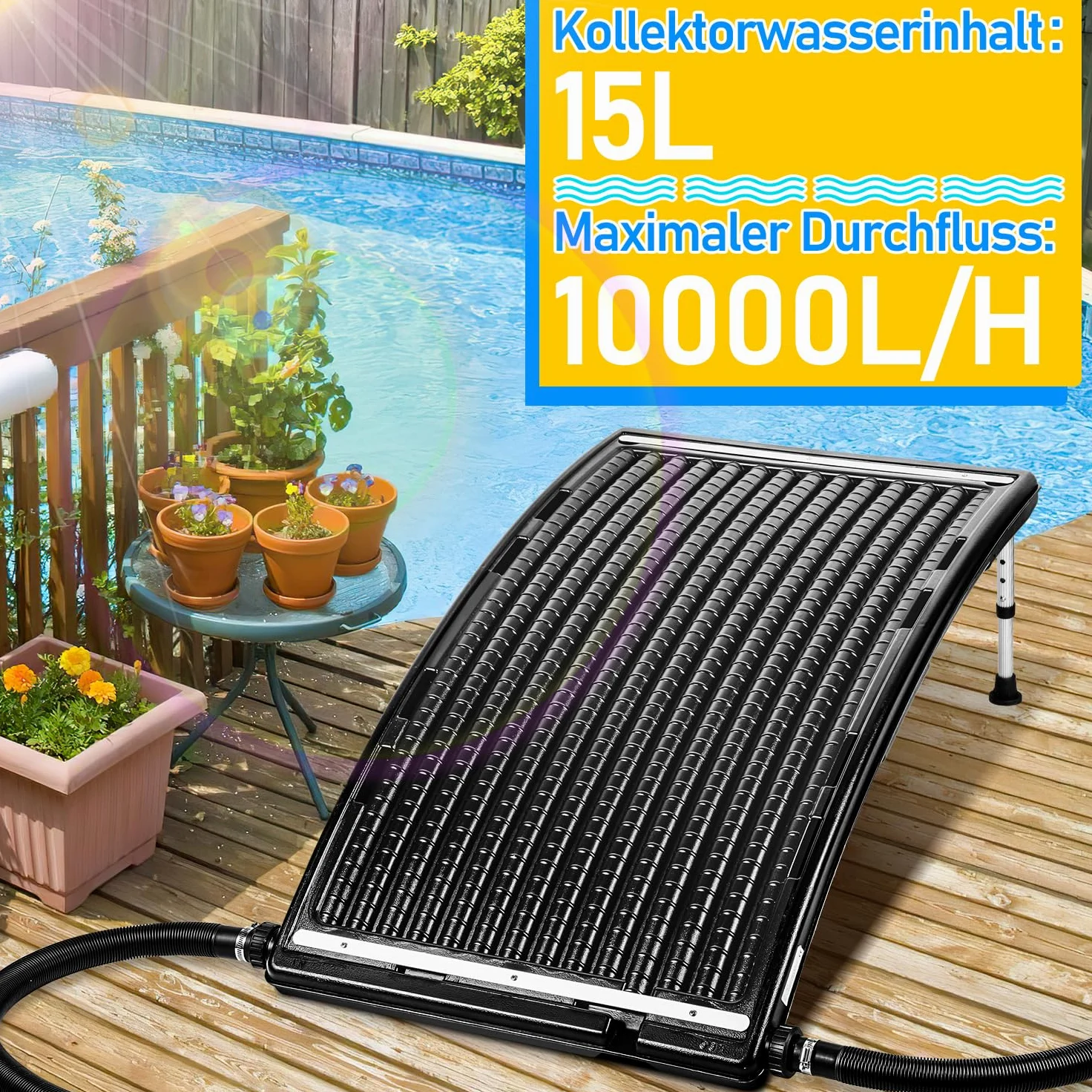 2 x kolektor słoneczny, ogrzewanie basenowe, 110 x 69 x 14 cm, ogrzewanie basenowe, instalacja solarna do ciepłej wody, prysznic ogrodowy, basen