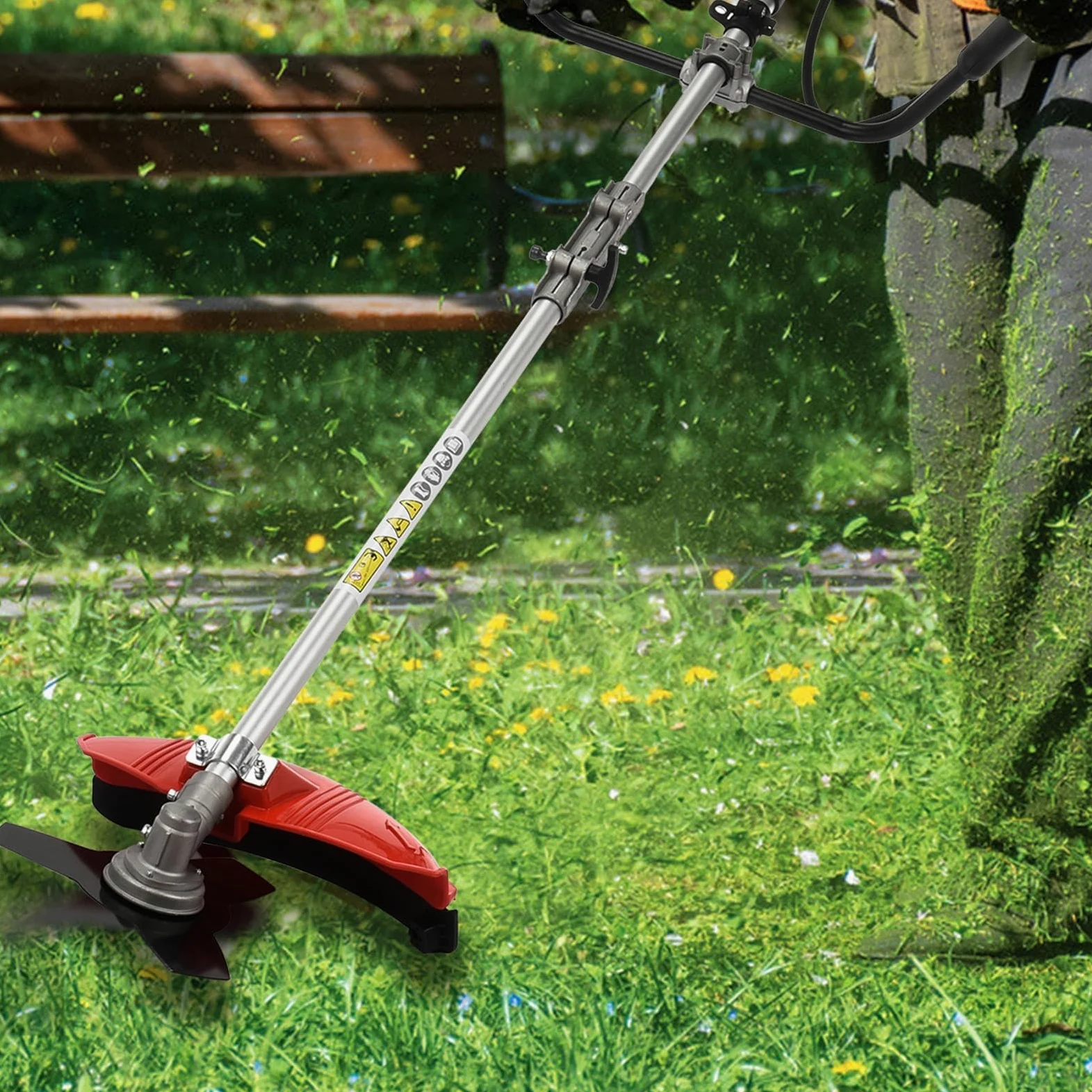 2025 New Gas Weed Wacker - 52 cm³ 2-suwowa wielofunkcyjna kosiarka do żywopłotu, nożyce do żywopłotu, 2 w 1, gazowa przecinarka do pędzli, plecak do trawnika ogrodowego i podwórka, czerwony