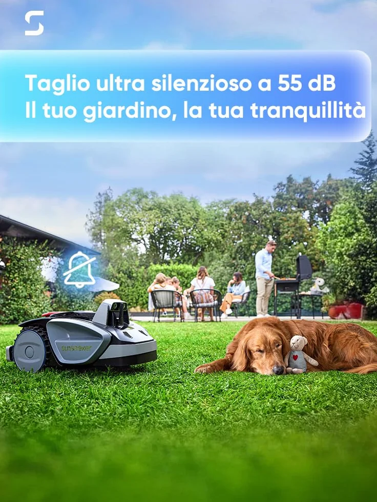 Sunseeker V3 kosiarka automatyczna bez kabla ograniczającego, 600 m², Vision AI podwójne oko, nachylenie 42%, sterowanie za pomocą aplikacji, kosiarka z koszeniem jednym kliknięciem