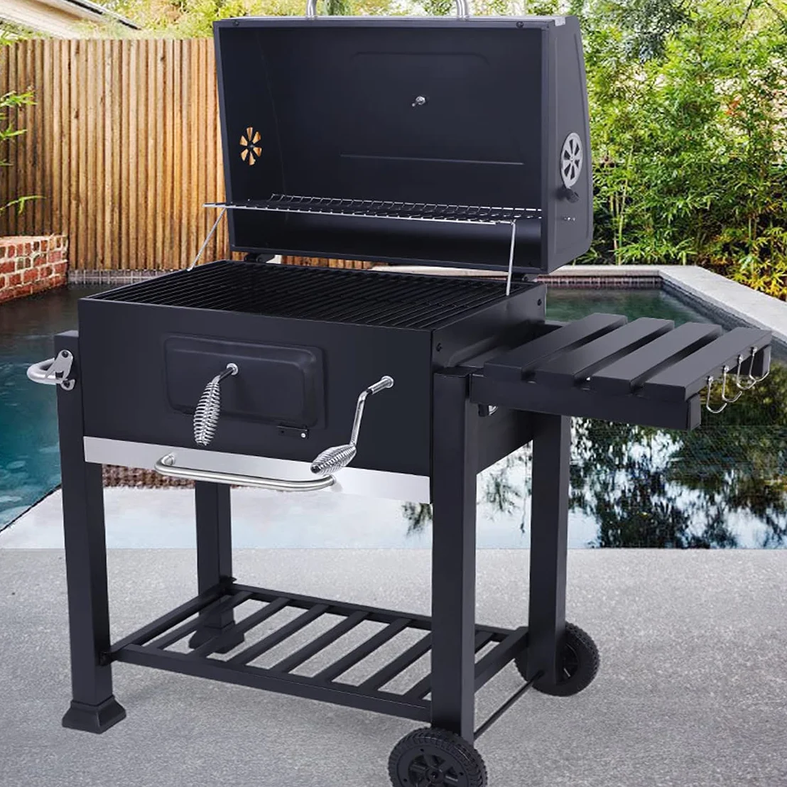 FP-TECH - Grill na węgiel drzewny z węglem drzewnym GRILL z regulowaną, 115 x 66 x 106 cm