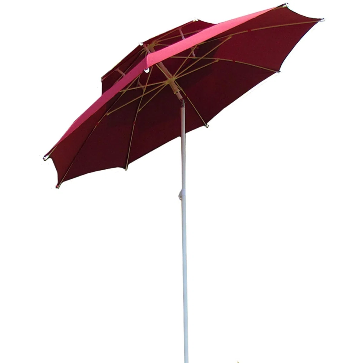 Parasol ogrodowy,Duży parasol handlowy 2,4 m/7,9 stopy, czerwona ochrona przed słońcem z 6 żebrami i żelaznym drążkiem, okrągły parasol do ogrodu przy basenie