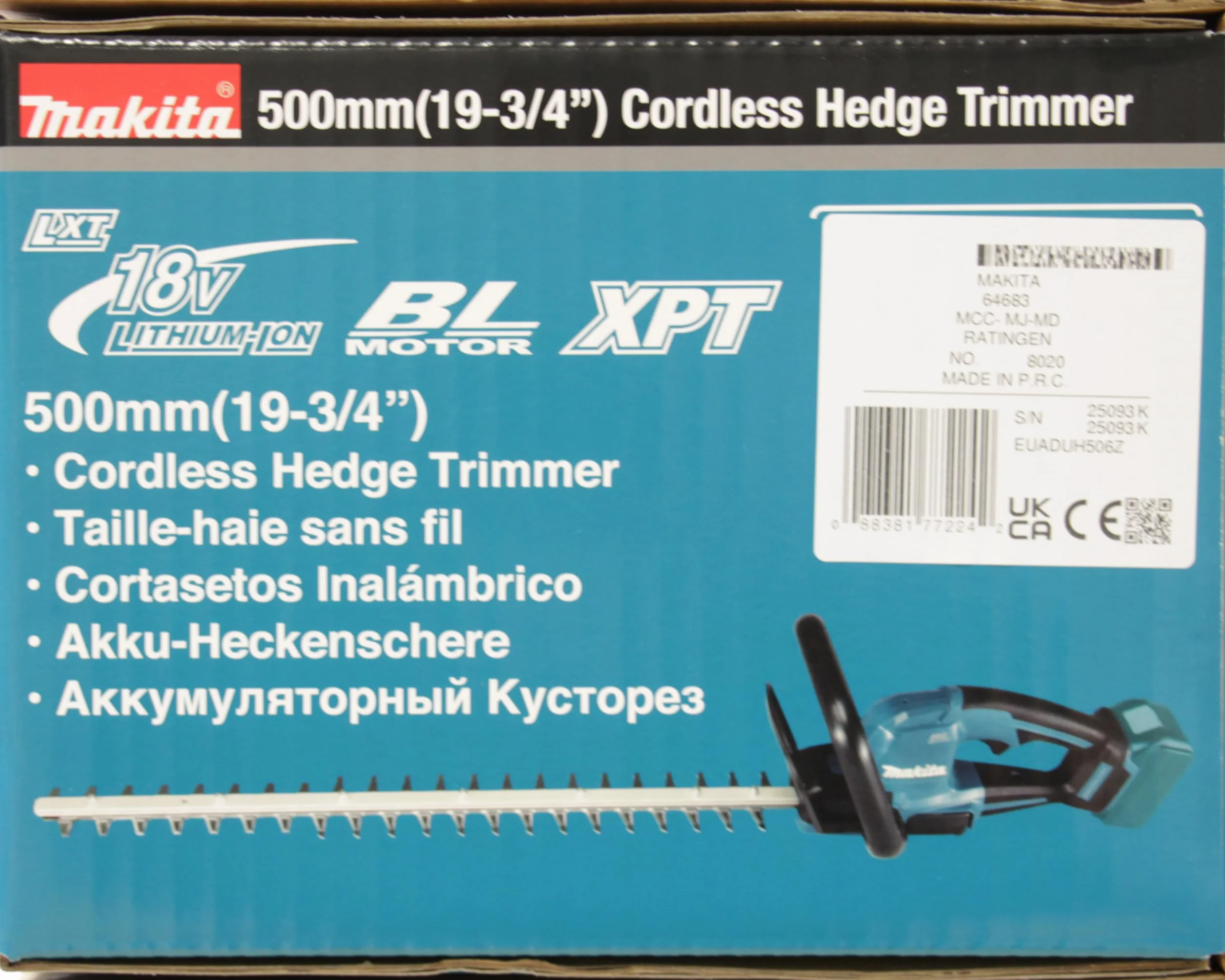 Makita DUH506Z akumulatorowe nożyce do żywopłotu, 50 cm, 18 V (bez akumulatora, bez ładowarki)