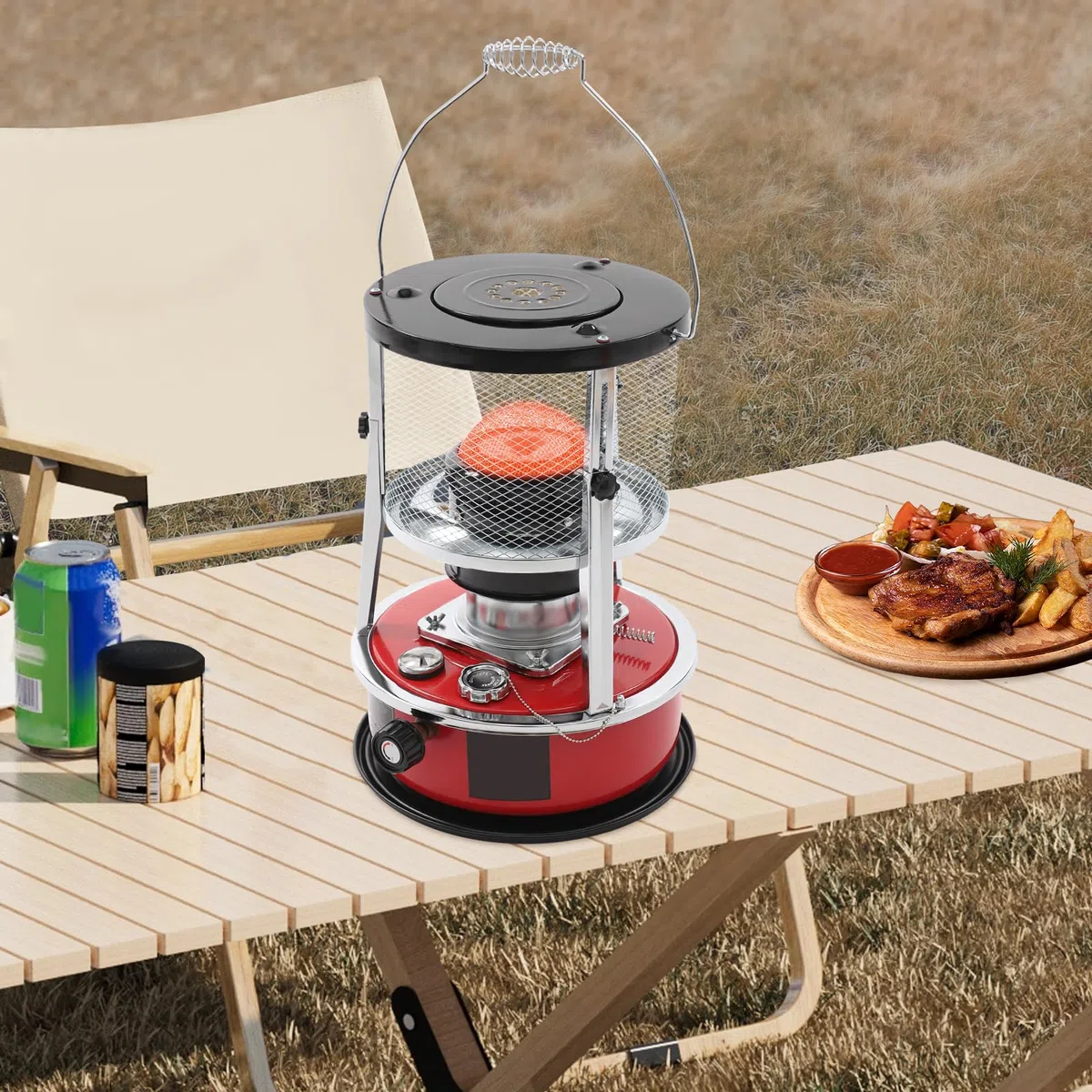 Ogrzewanie naftowe 8000BTU | zbiornik 1,37 Gal | czas pracy 18 h | kemping i garaż | Przenośny grzejnik naftowy | 15-18 m² | ręczny zapłon | outdoorowy
