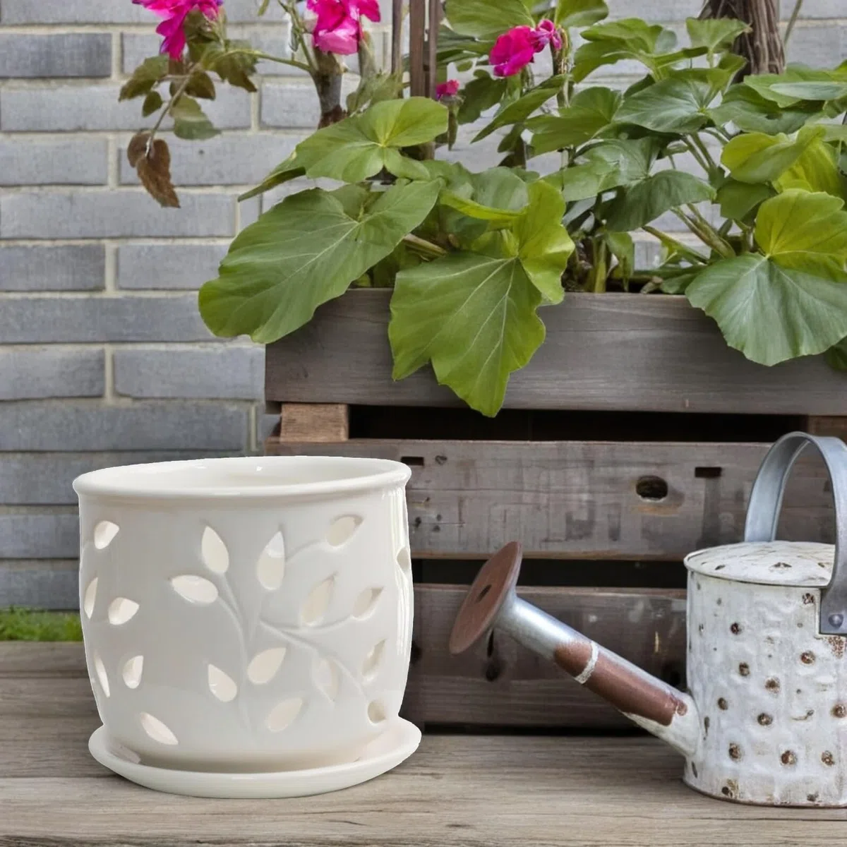 Toyvian Biały Ceramiczny Doniczka z Otworami Doniczka Do Storczyków i Sukulentów Zewnątrz i Do Wnętrz Odpływ Wody dla Zdrowych Korzeni i Wsparcie Wzrostu Roślin