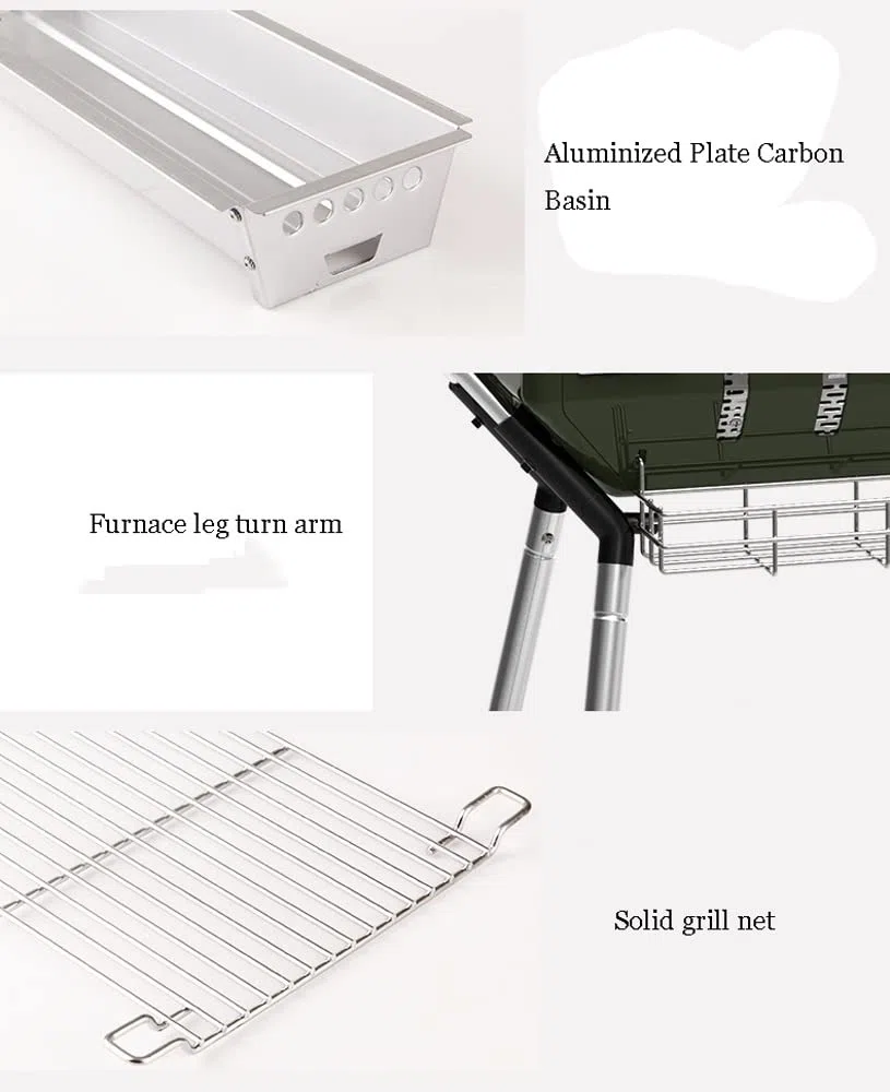 Grill węglowy Przenośny grill ze stali nierdzewnej Grill wędzarniczy na kemping Patio przydomowy ogród