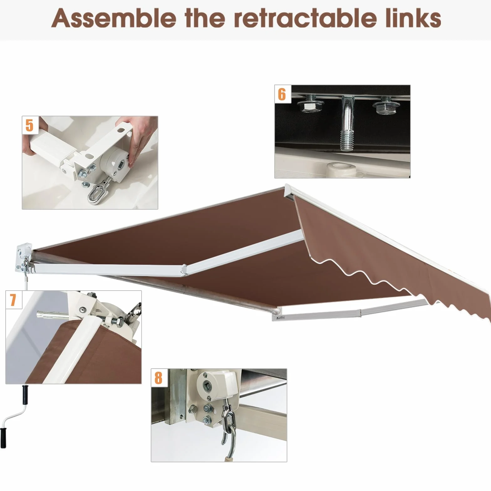 COSTWAY Markiza Tarasowa z Ramięciem Przegubowym 250 x 200 cm Aluminiowa Rama Regulowany Kąt 40-100° Wodoszczelna