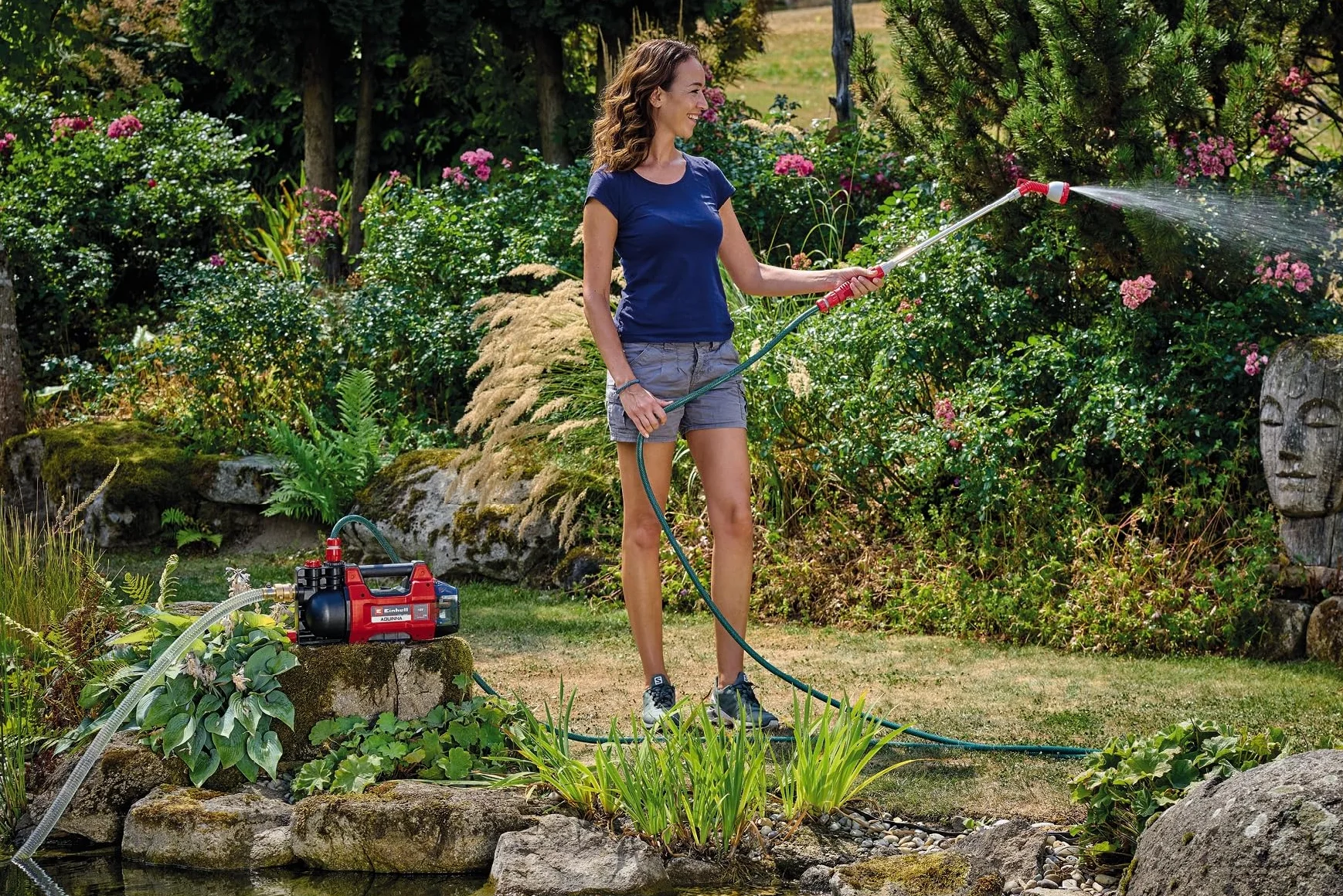Einhell akumulatorowa pompa ogrodowa AQUINNA 18/28 Power X-Change (18 V, wyd. przepływu 2800 l/h, maks. wysokość 25 m, tryb ECO/Boost, zabezpieczenie przed przeciążeniem i mrozem, bez akumulatora)