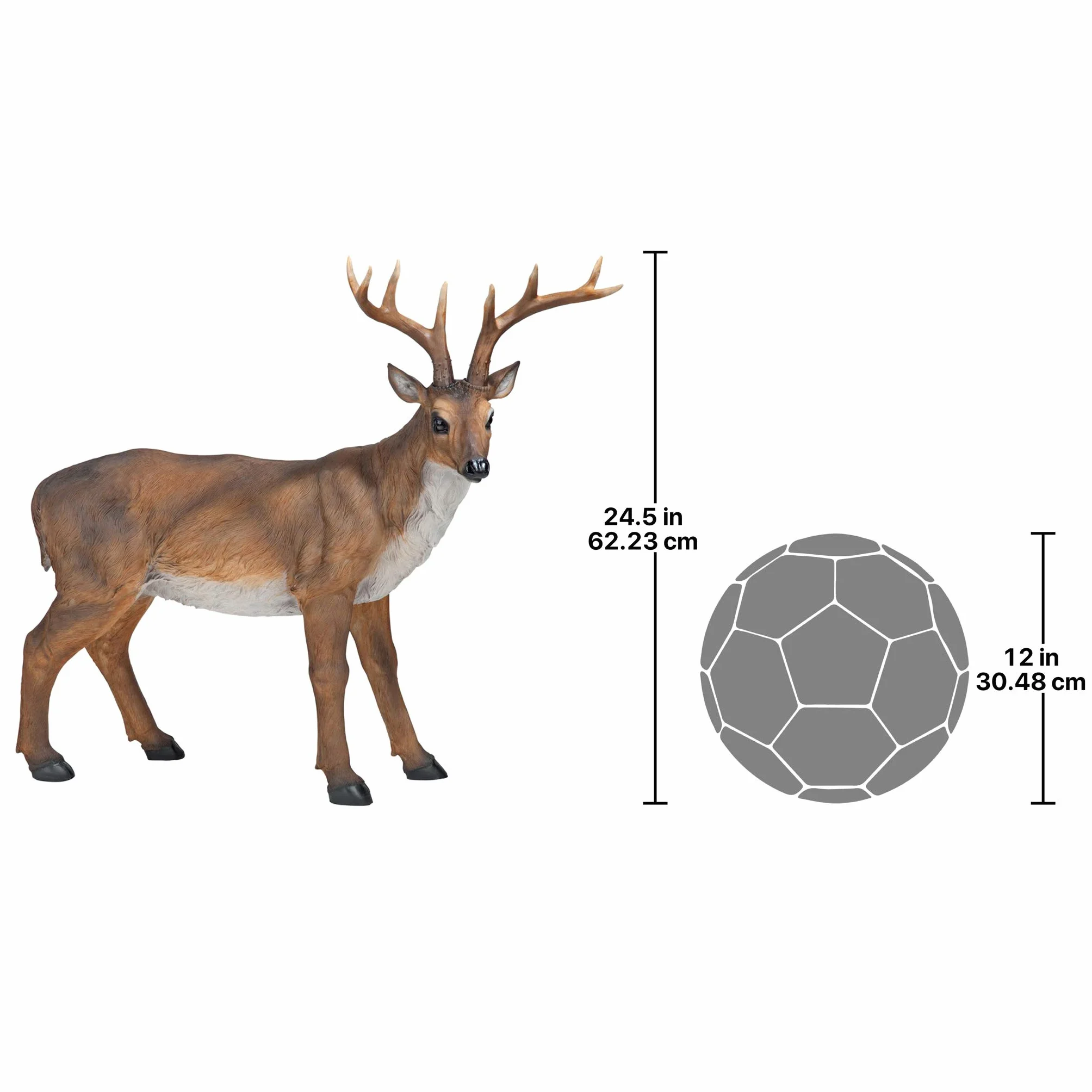 Design Toscano JQ7105 Big Rack Buck Deer Garden Decoy Animal Statue, 71 cm, żywica poliestrowa, pełny kolor