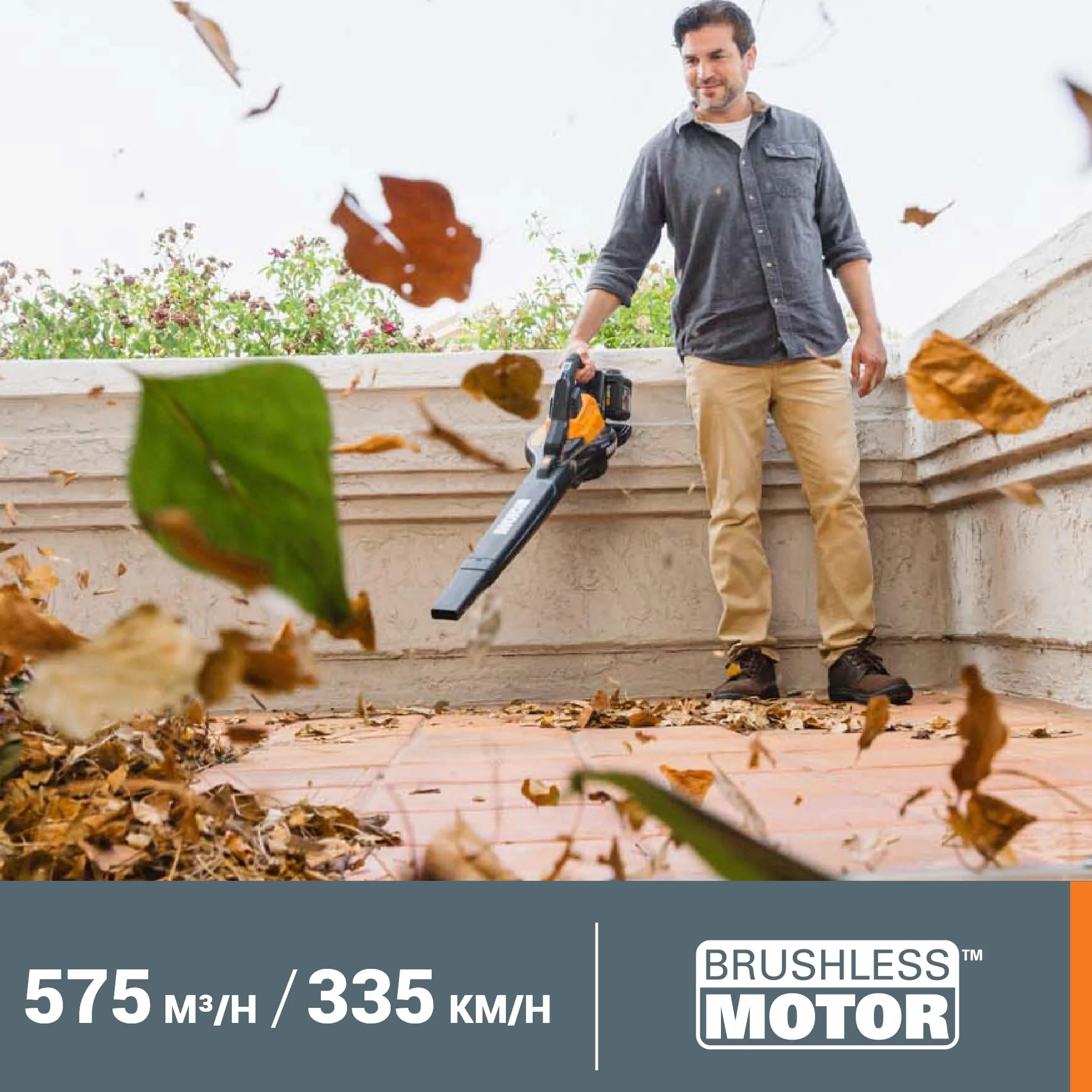 WORX Bezprzewodowy odkurzacz bezszczotkowy 40V 4Ah WG583E 35 litrów Czarny pomarańczowy