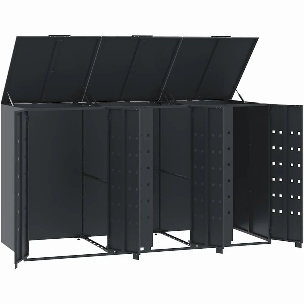 vidaXL Obudowa na 3 kosze na śmieci, antracytowa, 207x79x117 cm, zabudowy koszy na śmieci, obudowa koszy na śmieci, zabudowa kosza na śmieci