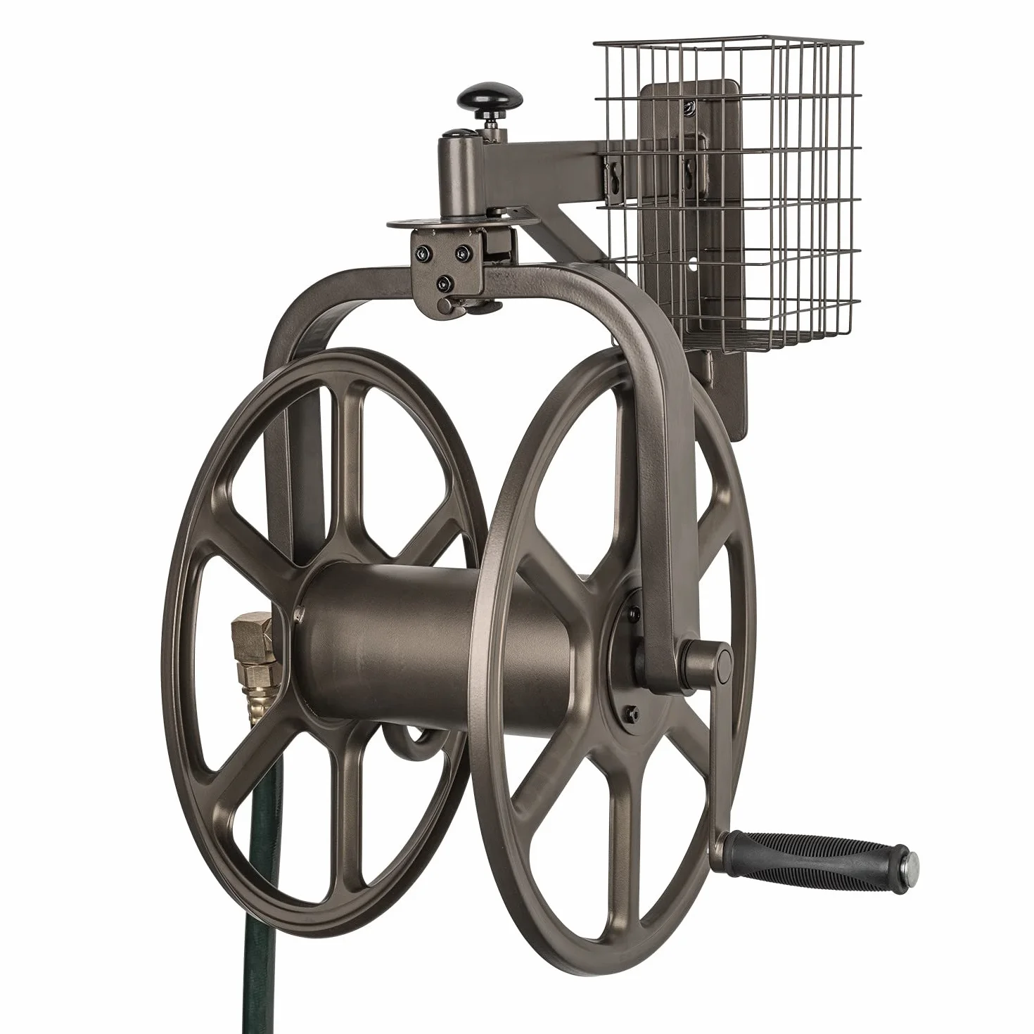 Liberty Garden 712 jednoramienny wielokierunkowy bęben na wąż ogrodowy, mieści 125 m, 15 cm, brąz