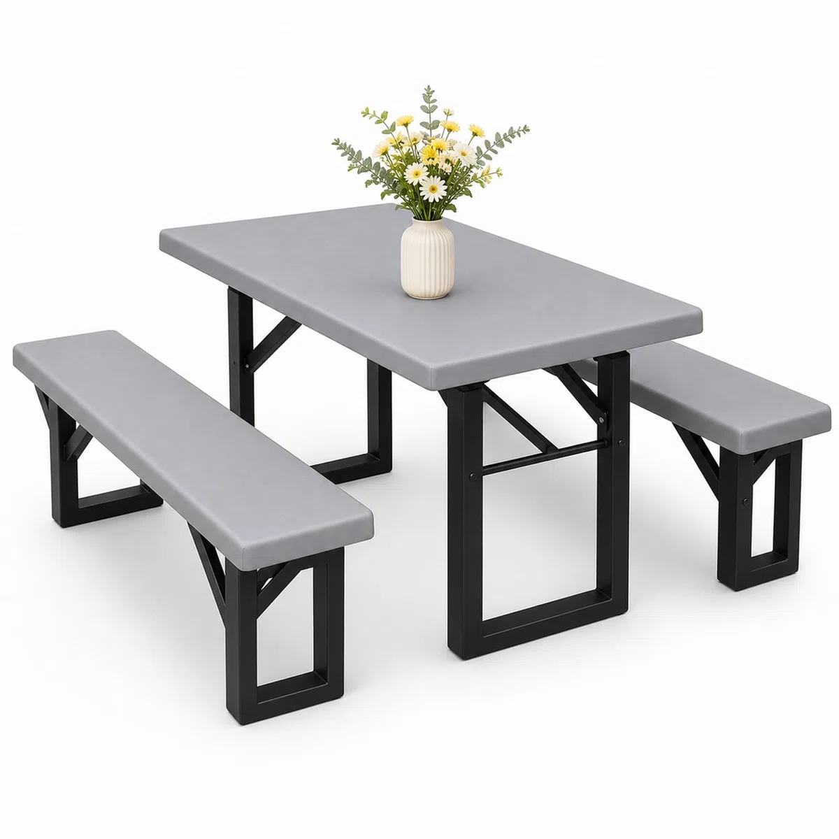Zestaw 3 poduszek na ławkę do piwa, zestaw poduszek na taras 140 x 210 cm, trwała poduszka poliestrowa Namiot piwny 210d, komfortowa wyściełana poduszka na ławkę, pokrowiec na ławkę piwną, do ogrodu