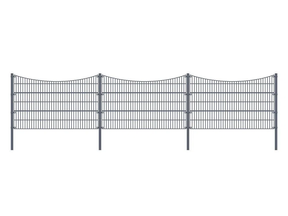 Home Deluxe - Ogrodzenie z podwójnym prętem antracytowym, dekoracja góry - długość: 50 m wysokość: 120 cm kompletny zestaw - stal ocynkowana ogniowo - trwała powłoka proszkowa I płot ogrodowy, płot