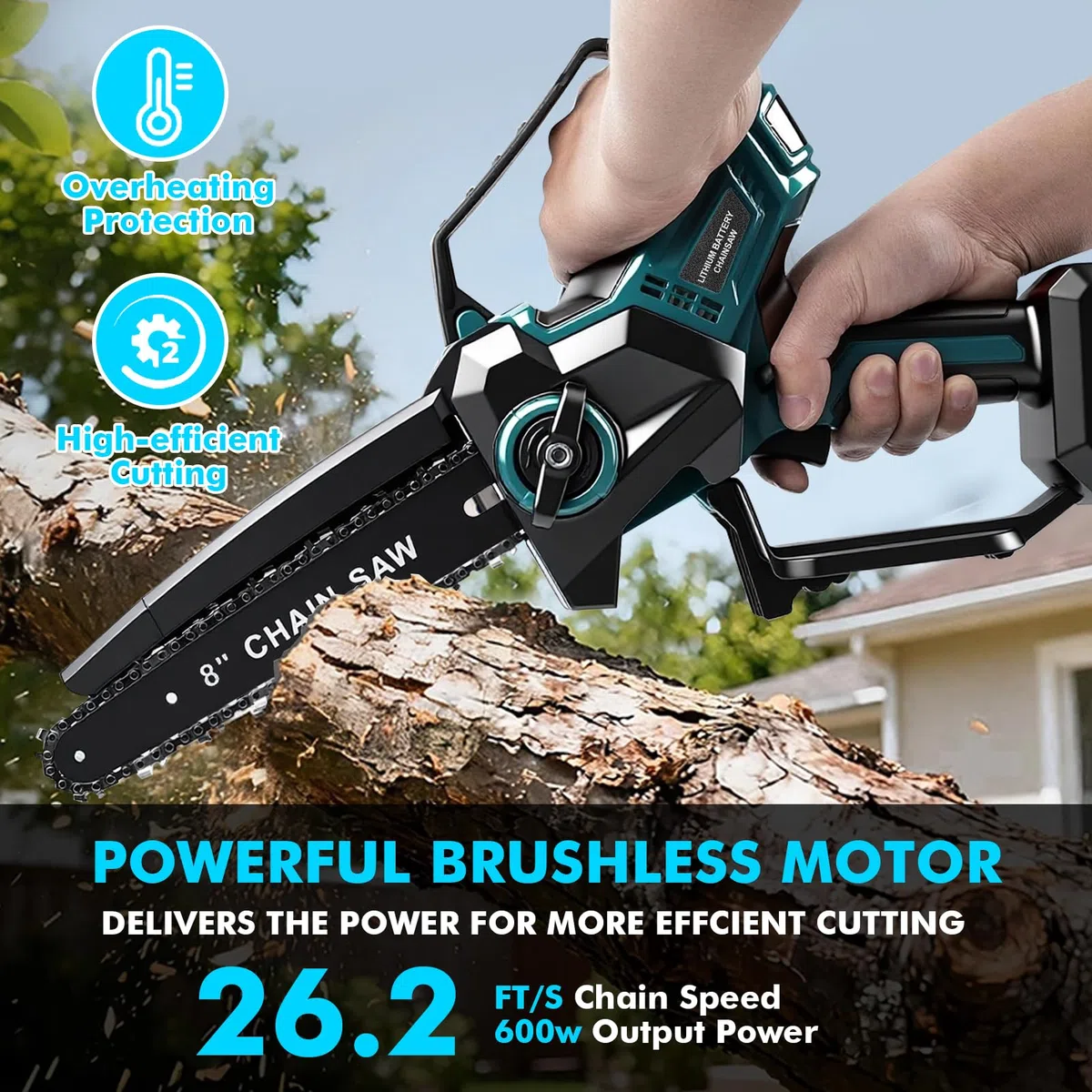 Mini akumulatorowa piła łańcuchowa do Makita 18 V 8 cali, 600 W, elektryczna piła łańcuchowa do przycinania drzew z automatycznym smarownicą do przycinania i ogrodnictwa (bateria nie wchodzi w