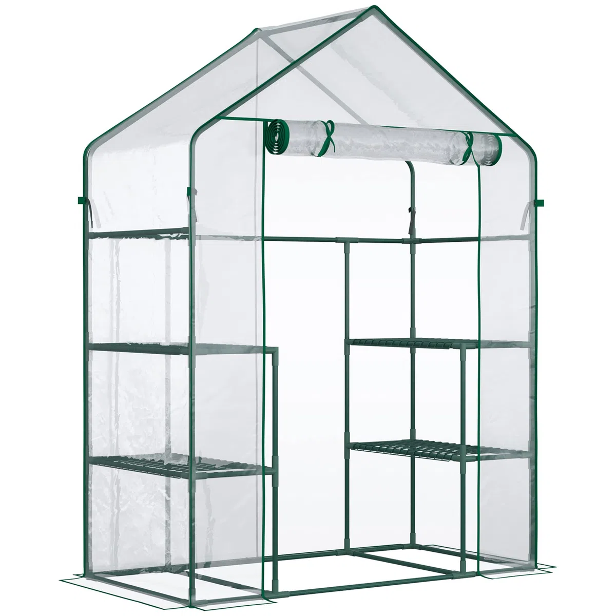Outsunny Szklarnia foliowa z 6 półkami 142 x 73 x 195 cm przezroczysta | Domek ogrodowy, szklarnia na pomidory, szklarnia, inspekt, średnia, stal, tworzywo sztuczne PCW