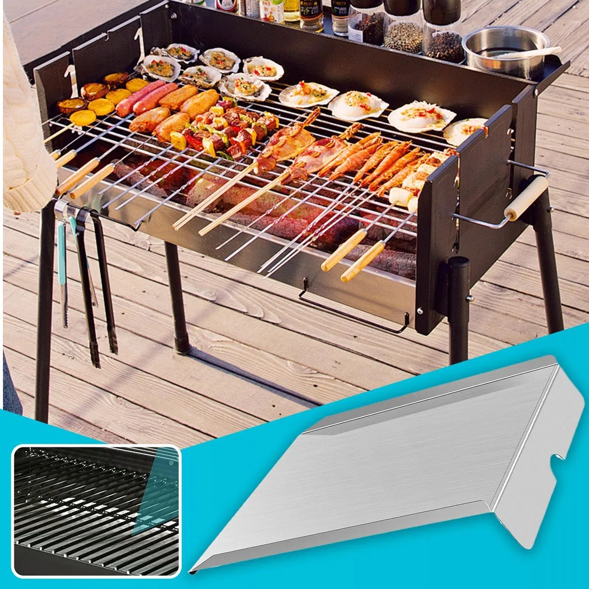 Deflektor Ciepła Zamiennik ze stali nierdzewnej | Grillowy deflektor ciepła, stal nierdzewna Do użytku zewnętrznego, na kemping, w ogrodzie, do BBQ na pellet, dla mężczyzn i