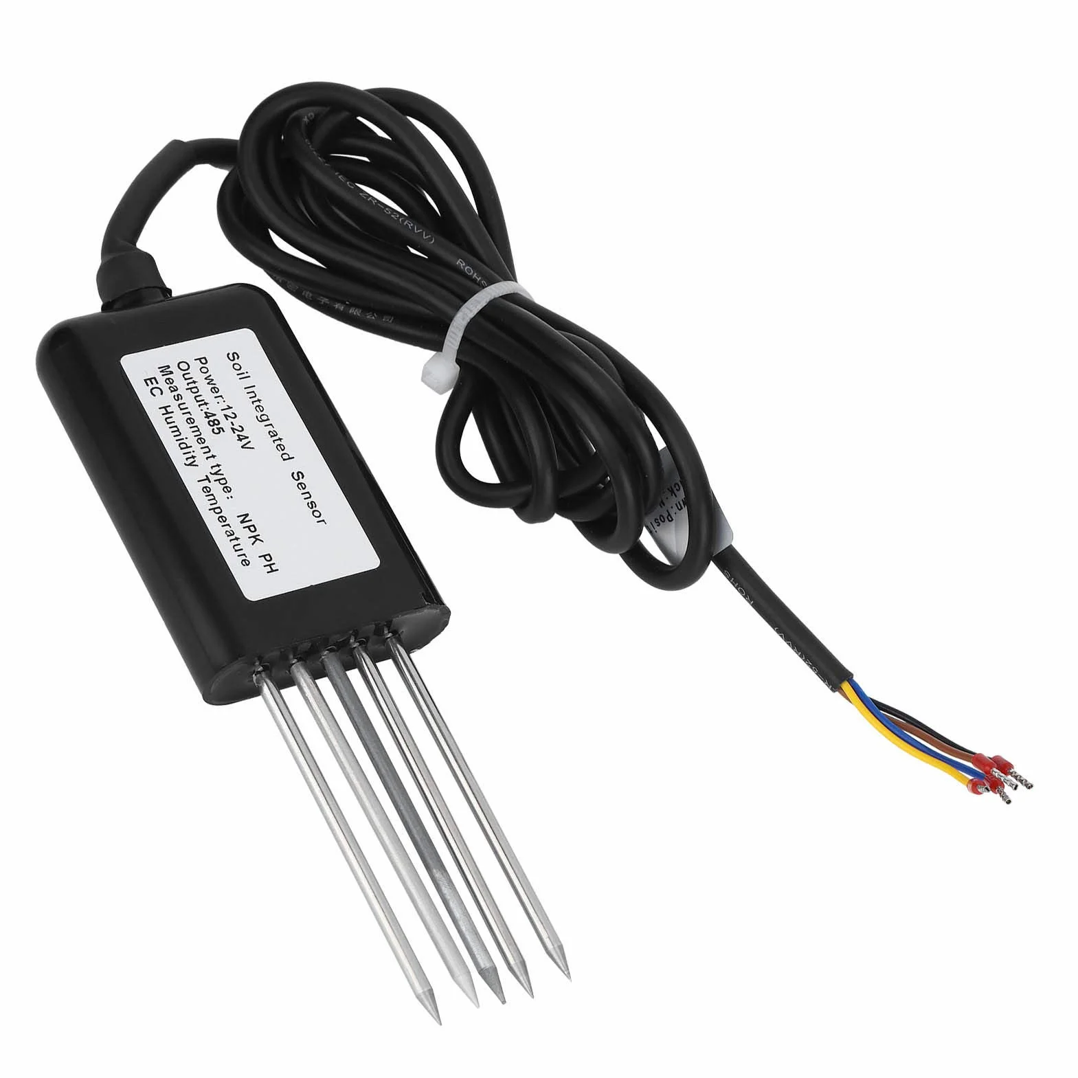 Czujnik Gleby Tester pH NPK Wilgotności EC Przewodności Temperatury IP68 13,8x4,5 cm Plastik Stal Żywica Epoksydowa