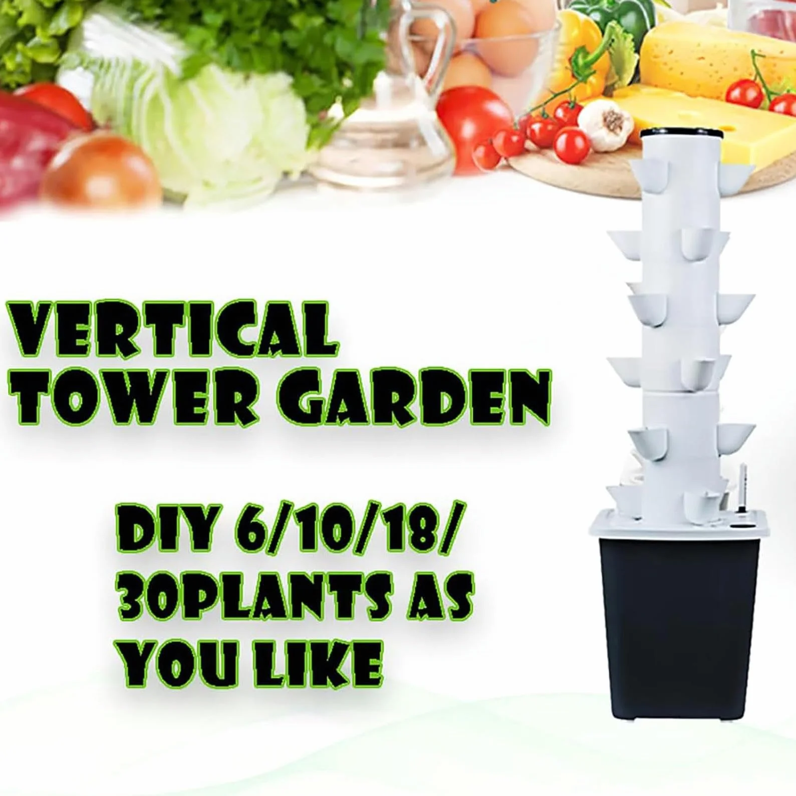 Hydroponics Tower Hydroponic Growing System Aeroponics Growing Kit 30 Pods z pompą nawadniającą