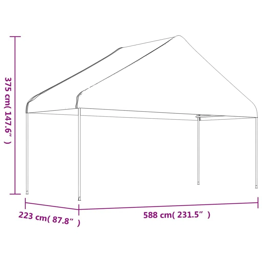 Pawilon ogrodowy z dachem, biały, 11,15 x 5,88 x 3,75 m, z polietylenu, stalowa rama, na taras, balkon, kemping, imprezę w ogrodzie, imprezę, grillowanie, uroczystość