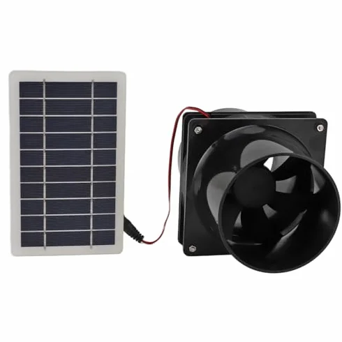 Wentylator Wyciągowy Zasilany energią słoneczną 10 W 12 V do Rur Okrągłych, Zestaw Wentylatora z Panelem Słonecznym ABS, Idealny do Domów dla Zwierząt, Kurników, Pojazdów