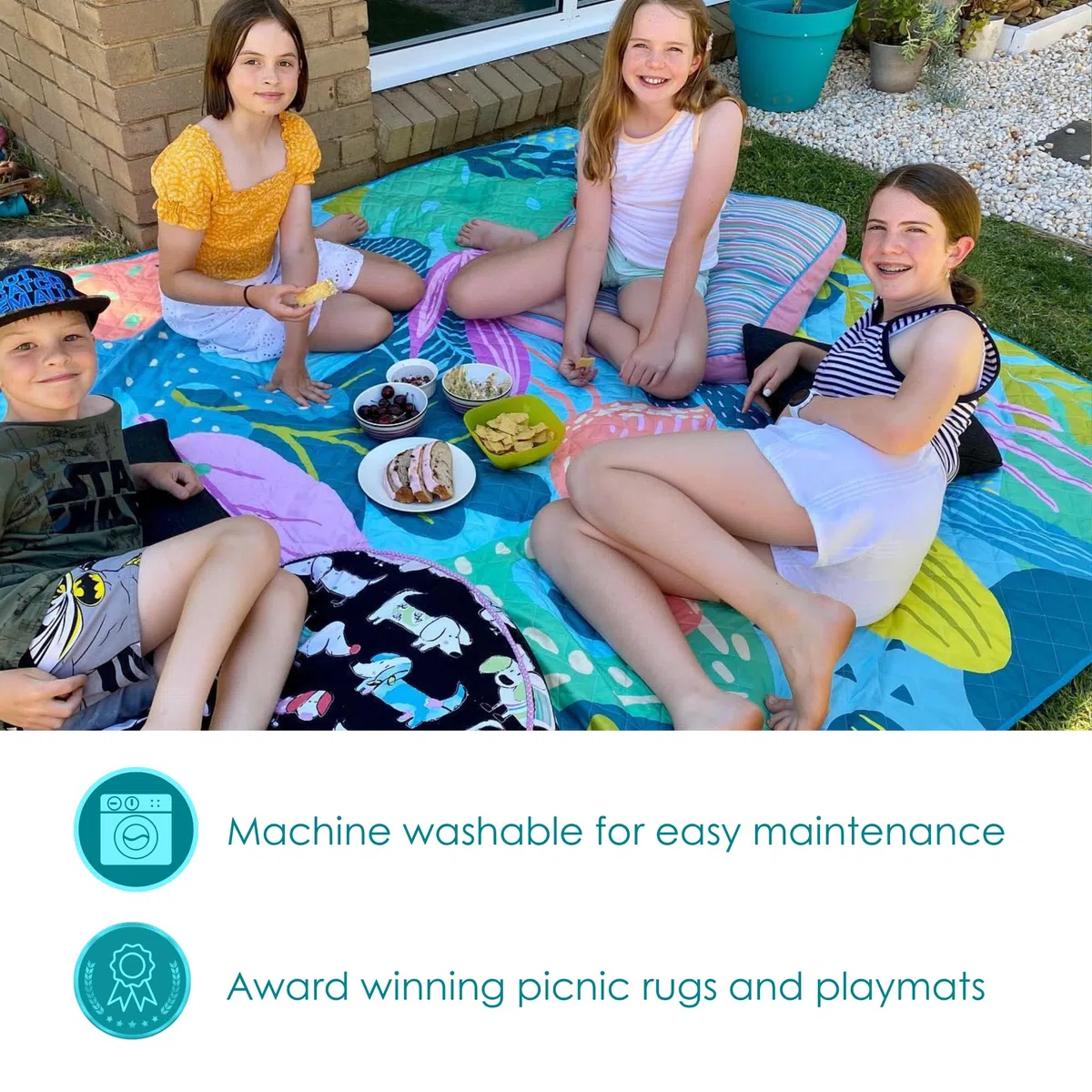 Rudie Nudie Dywan piknikowy, wodoodporny i odporny na piasek, koc piknikowy, na plażę, kemping i do aktywności na świeżym powietrzu, można prać w pralce, lekki, składany i przenośny, wzór