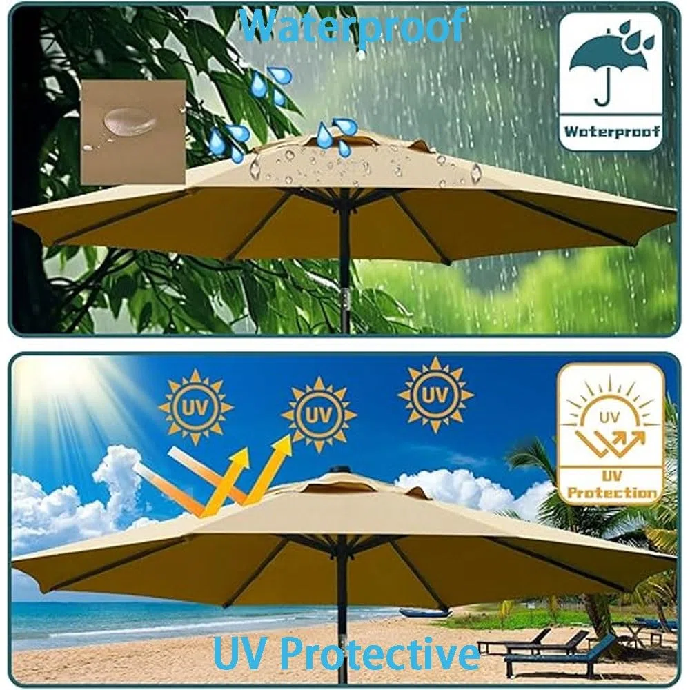 Zapasowy baldachim parasola tarasowego, trwały, ciemnozielony pokrowiec na parasol, 6/8 żeber, górna część parasola, zamiennik osłony przeciwsłonecznej do użytku na zewnątrz (200 cm)