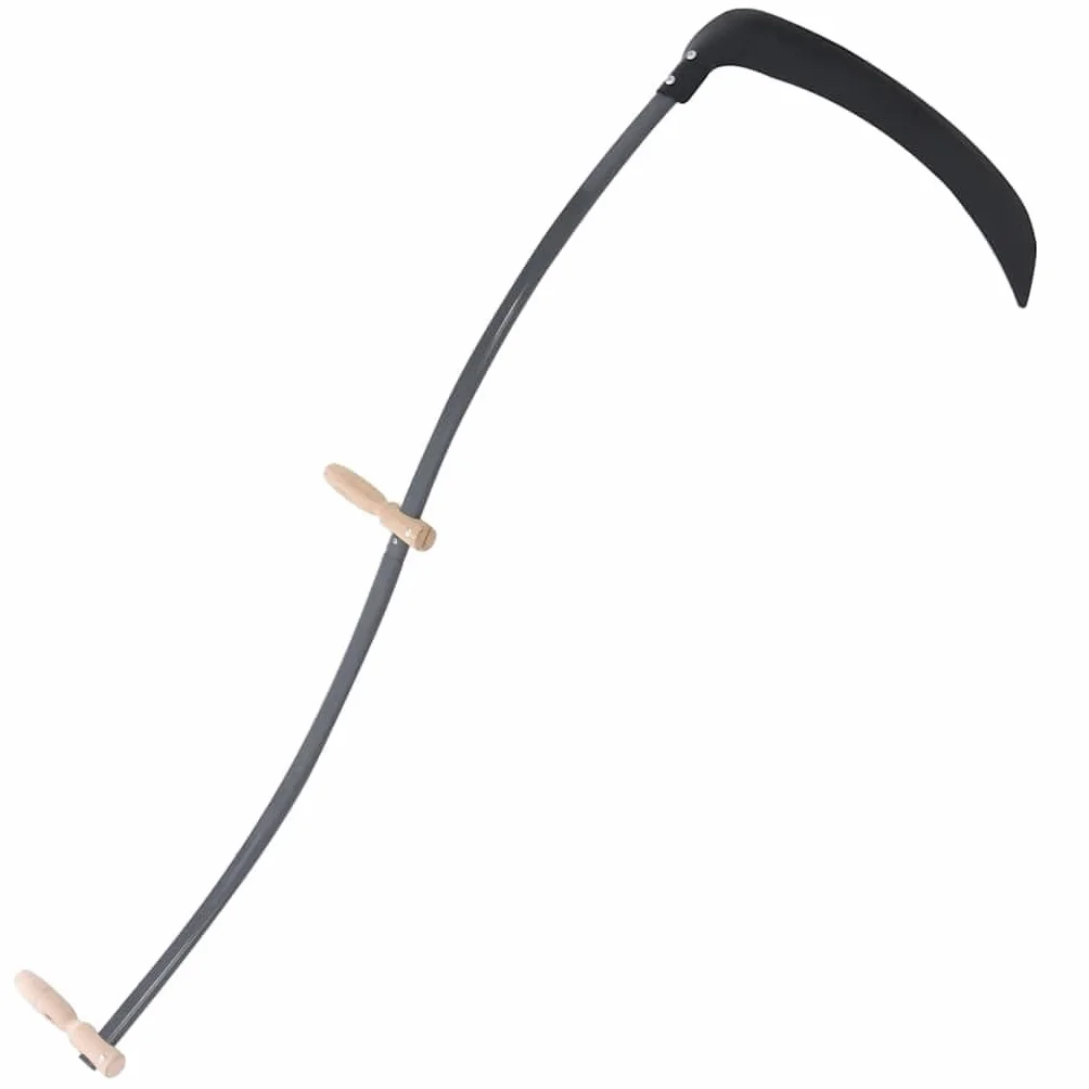 Kosa 145 cm z kamieniem szlifierskim, stalowym ostrzem i drewnianymi uchwytami, 2 uchwyty, długość liścia 59 cm, do chwastów trawy i lekkiego zarośla podczas pielęgnacji ogrodu