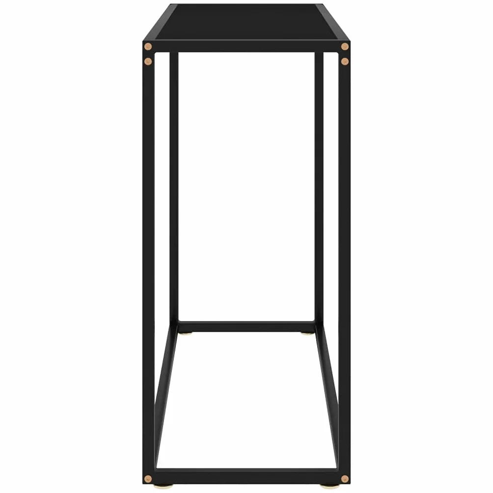 Stolik konsolowy czarny 80 x 35 x 75 cm z metalową ramą i szklanym blatem ze szkła hartowanego do salonu i korytarza