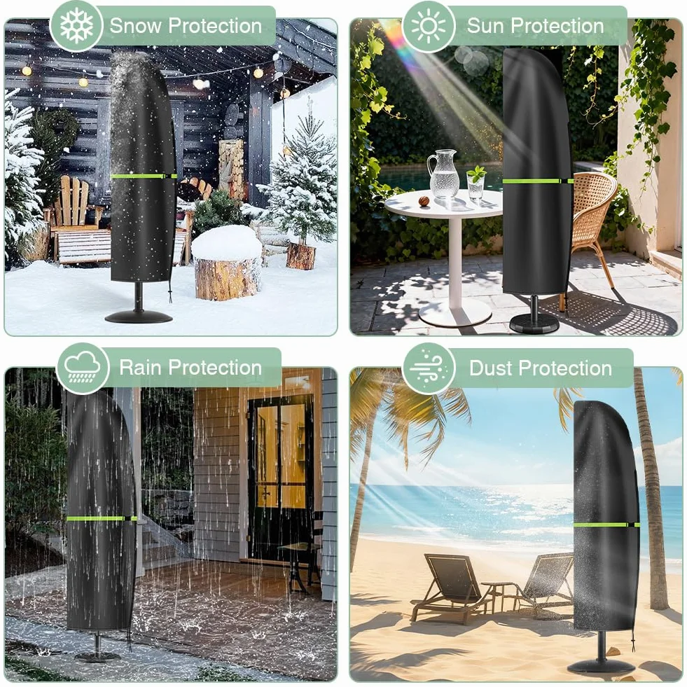 Basics pokrowiec na parasol przeciwsłoneczny, pokrowiec ochronny na parasol ogrodowy, 205 cm, czarny
