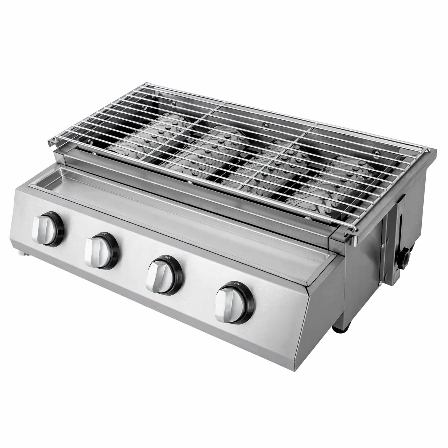 4-palnikowy stalowy grill gazowy na kemping, 580 x 400 x 200 cm, propan, Barbacoa, LPG, plancha do użytku na zewnątrz i przenośnego grilla Equint