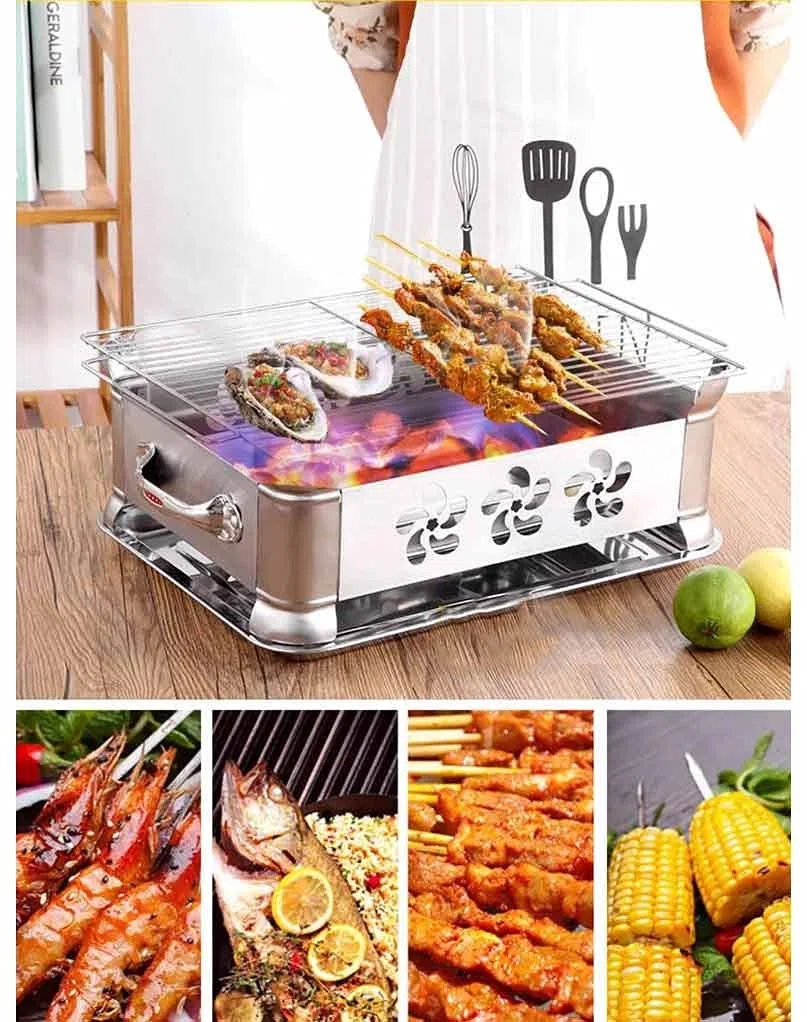 Grill na świeżym powietrzu Rożen węglowy Kebab Ryby Owoce morza Płyta grillowa Domowe szaszłyki węglowe zewnątrz,Grill ogrodowy