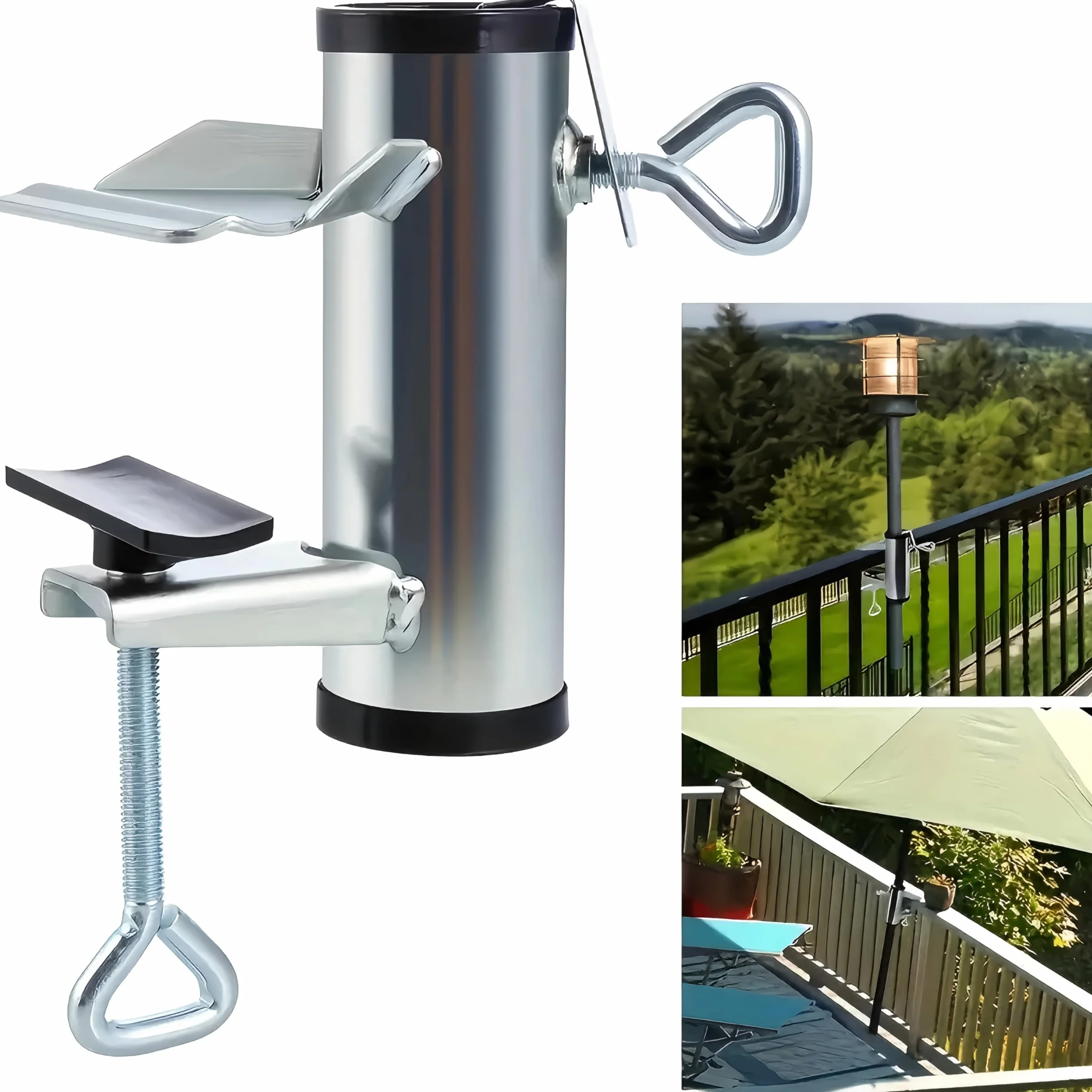 Uchwyty przeciwsłoneczne na balkon, 2 szt., ocynkowane, pogrubione, Ø 25–38 mm, uchwyt balkonowy na parasole przeciwsłoneczne, balustradę balkonową, stojak na parasol