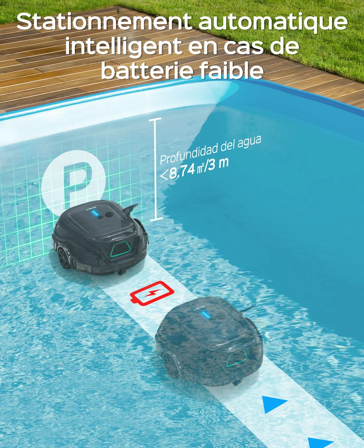 WYBOT Akumulator robota basenowego A1 z podwójnym systemem filtrów 100 m² bezprzewodowy odkurzacz basenowy
