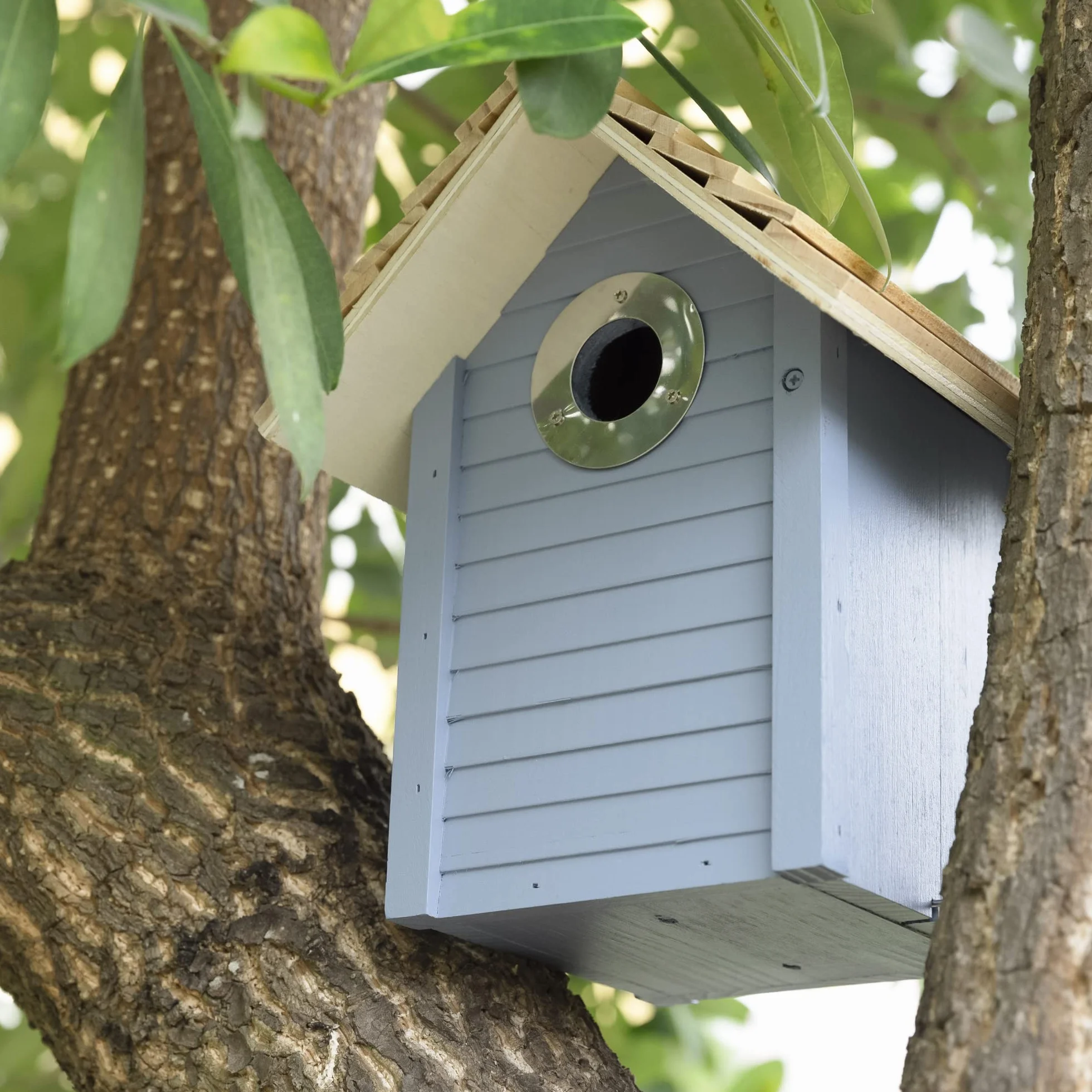 Navaris Bird House Made z drewna do wiszące - Nesting Box for Titms and Songbirds - Ptak inkubator - karmniki dla ptaków z chronioną otworem wejściowym - niebieski
