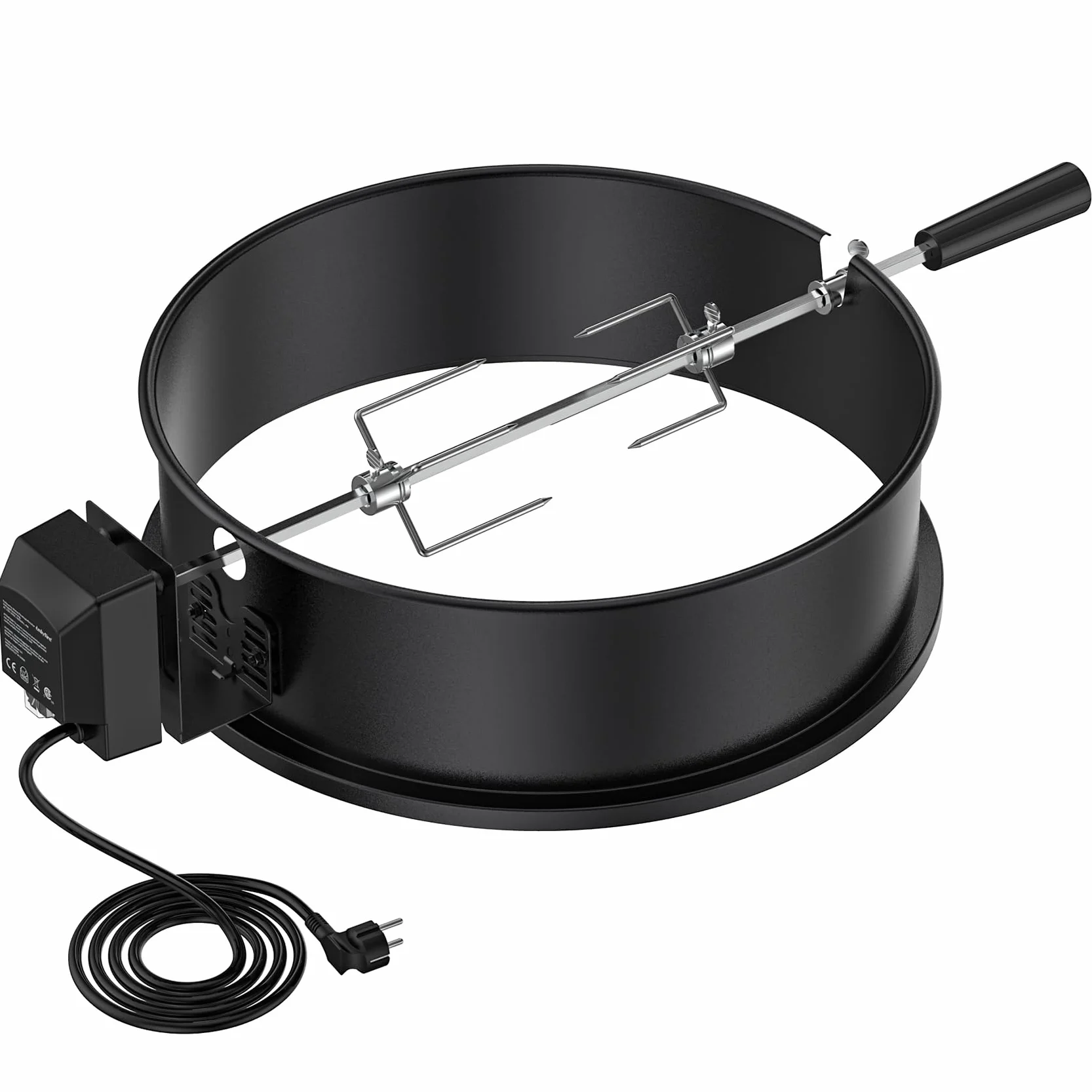 Onlyfire Rożen z silnikiem do grilla Weber 47 cm i innych modeli, rożen, zestaw szpikulców do grilla na węgiel drzewny (emaliowany na czarno)