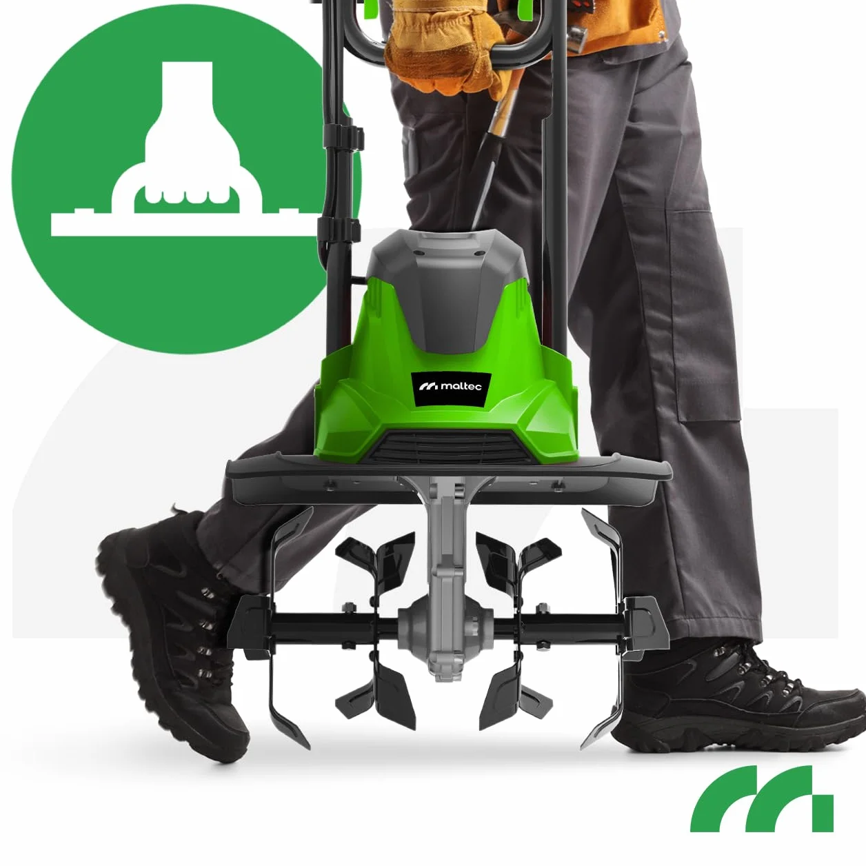 MalTec MasterTill elektryczna glebogryzarka ogrodowa glebogryzarka, szerokość robocza 36 cm, głębokość robocza 22 cm, kultywator, 4 noże do siekania