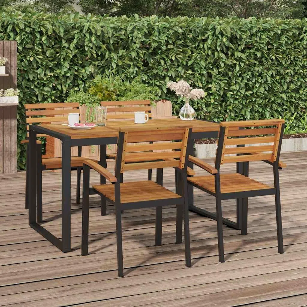 Générique Stół ogrodowy z litego drewna akacjowego 140x80x75 cm | Nóżki z metalu termolastycznego, stabilna góra, industrialny wygląd, na zewnętrzne patio