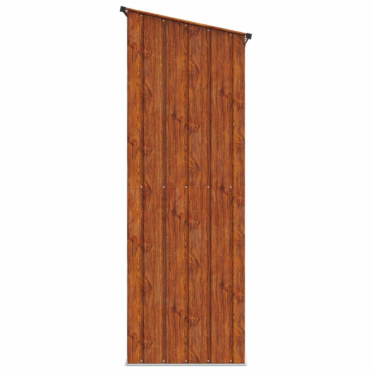 Domek ogrodowy, brązowy, 140,5 x 74 x 200 cm, z metalu, szopa na narzędzia z mechanizmem zamkowym, zadaszony dach, odporna na warunki atmosferyczne, na narzędzia, kosiarkę, rower, porządek