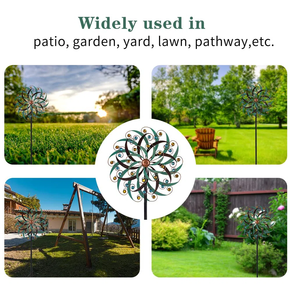 VEWOGARDEN Duży wiatrak, średnica 50 cm, do użytku na zewnątrz, metalowy wiatrak, spinner, sztuka na podwórku, łapacze wiatru, rzeźba na patio, trawnik i dekoracja ogrodu