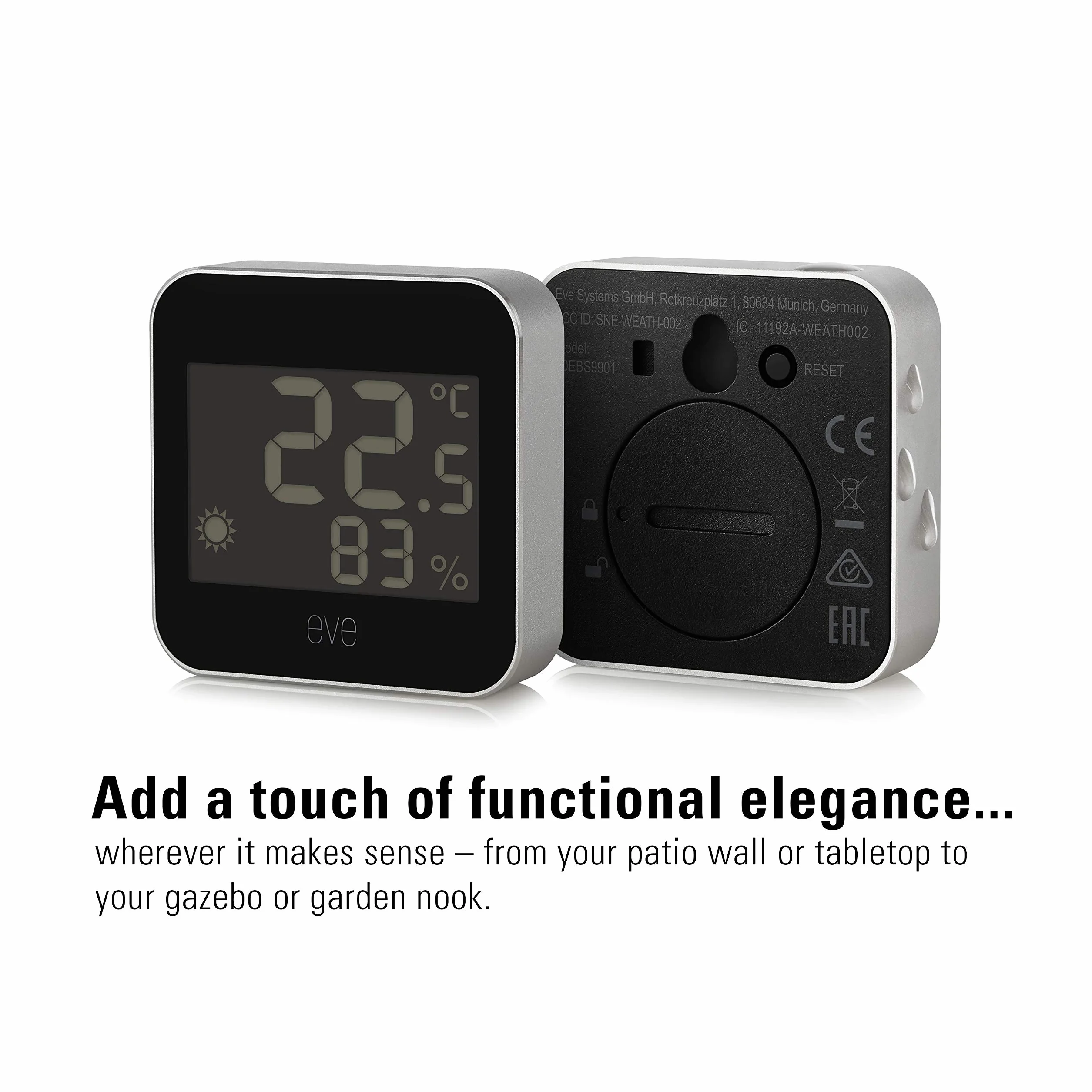 Eve Weather Connected Weather Station z Apple HomeKit, temperatura, wilgotność, ciśnienie, IPX4, Bluetooth, Thread
