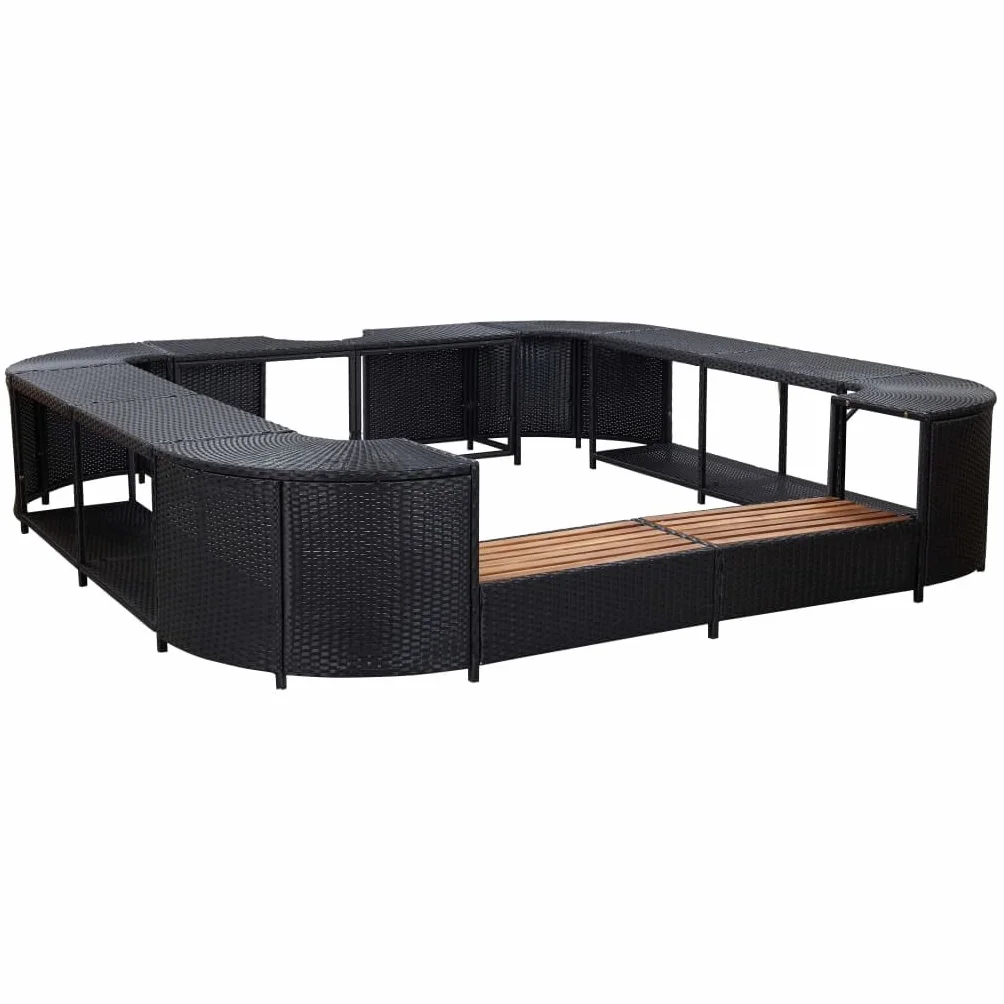 vidaXL Kwadratowa obudowa spa, czarna, 268x268x55 cm, polirattan