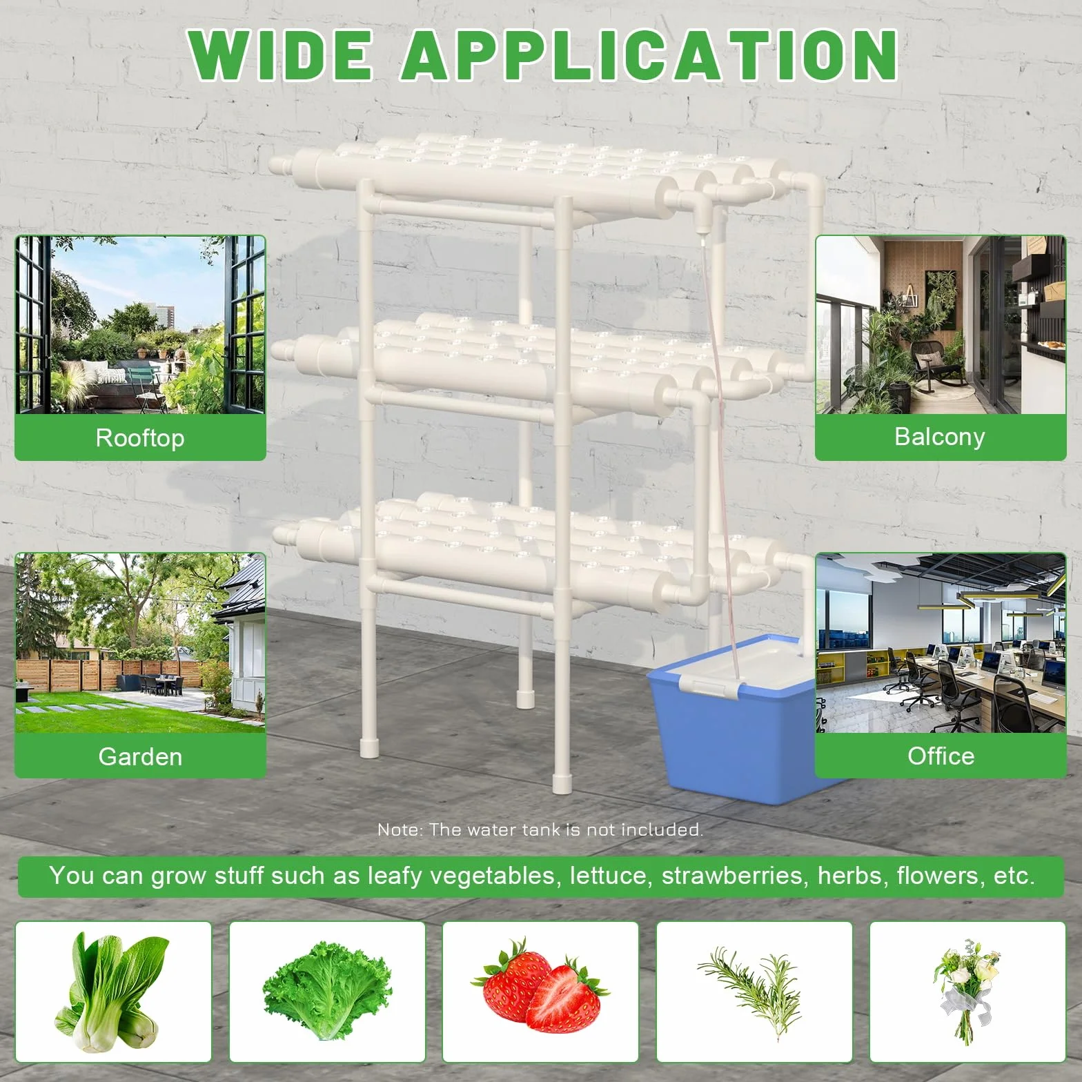 Hydroponic System Hydroponic Grow Kit bezglebowe systemy do uprawy roślin, 108 miejsc dla roślin, 3 warstwy, rośliny, warzywa, hydroponika, do domu, na balkon, do ogrodu, na balkon