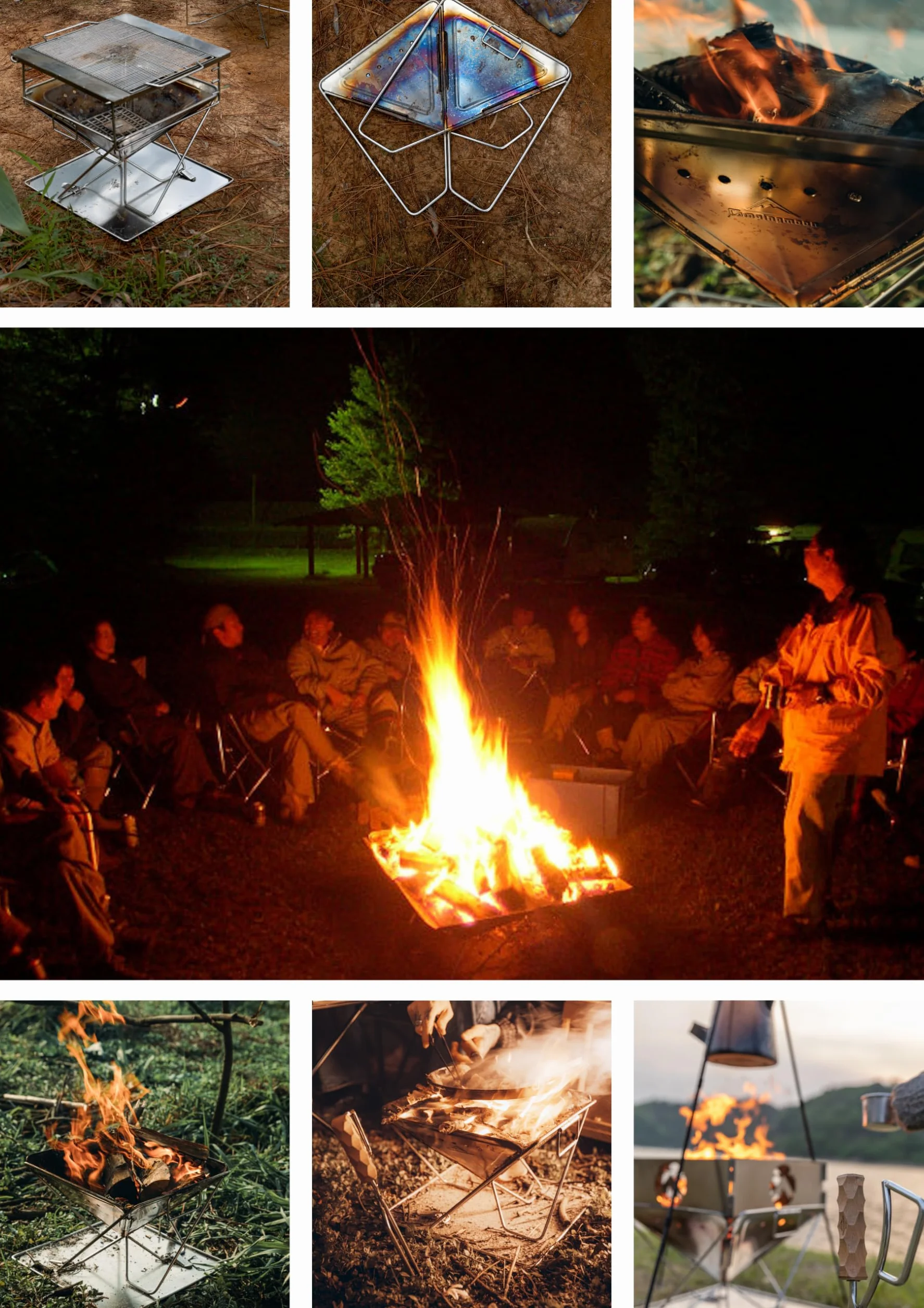CAMPINGMOON Przenośny grill opalany drewnem ze stali nierdzewnej 50 cm z torbą transportową MT-055