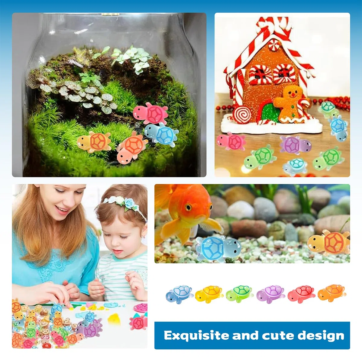 60 sztuk świecących w nocy figurki żółwi z żywicy | Mini figurki zwierząt 2,3 cm, 6 kolorów, do akwarium/ogrodu/roślin doniczkowych, projektów "zrób to sam" i na prezent