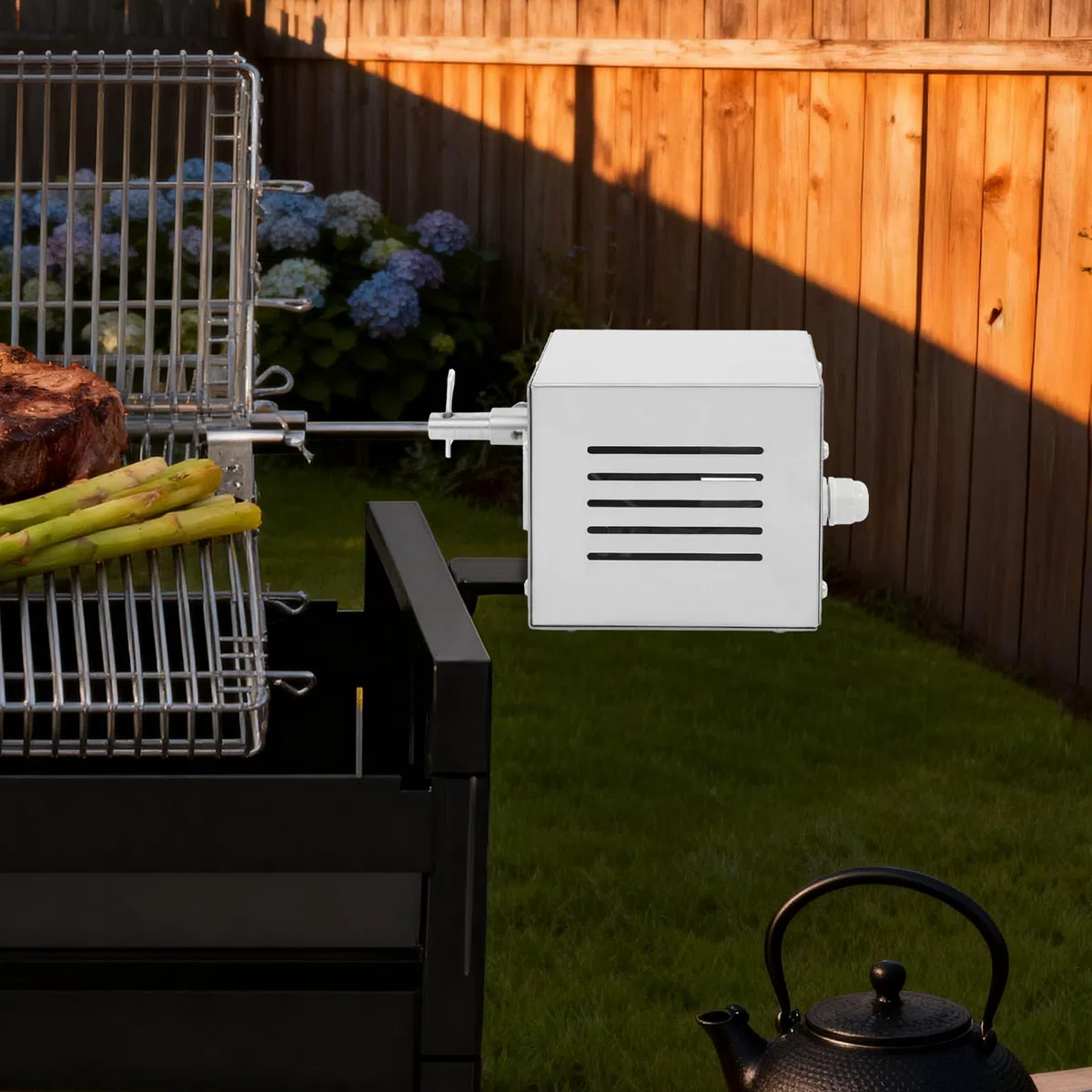Silnik do rożna do grilla ze stali nierdzewnej, 25 W, elektryczny silnik obrotowy do grilla BBQ, do kurczaka, ryb, kukurydzy, na kemping, do gospodarstwa domowego, grilla