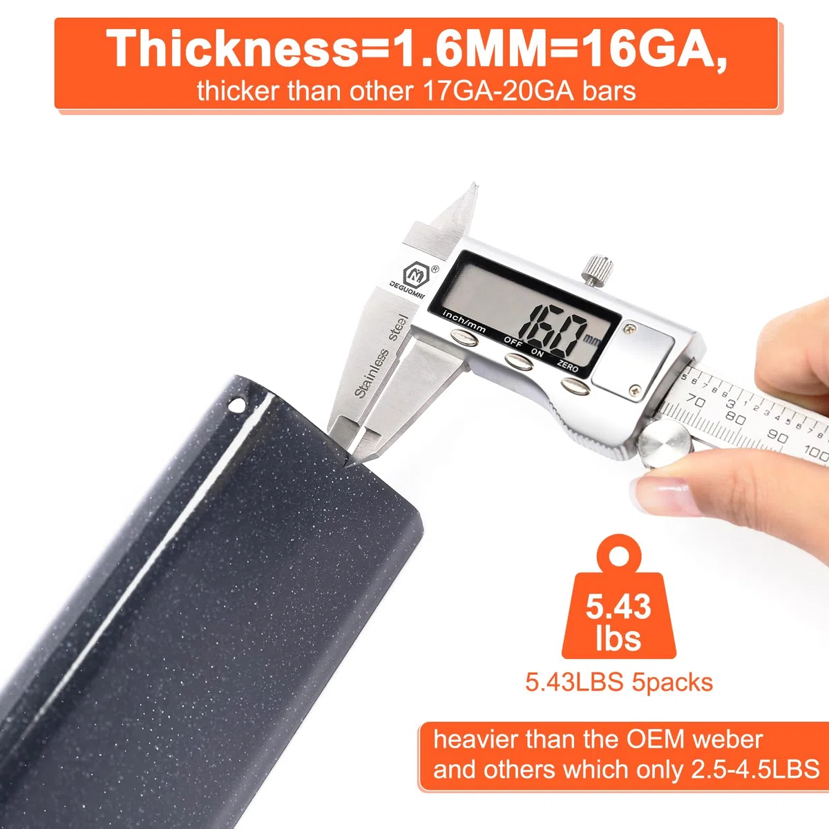 GFTIME 43,4 cm 66032 Flavorizer Bars & 47,6 x 33,7 cm 66095 żeliwne ruszty do grilla Weber Genesis II/LX 300, Genesis II E-310/E-315/E-330/E-335/S-310/S-335 (2017 i nowsze er), dla Weber 6 6032/66095